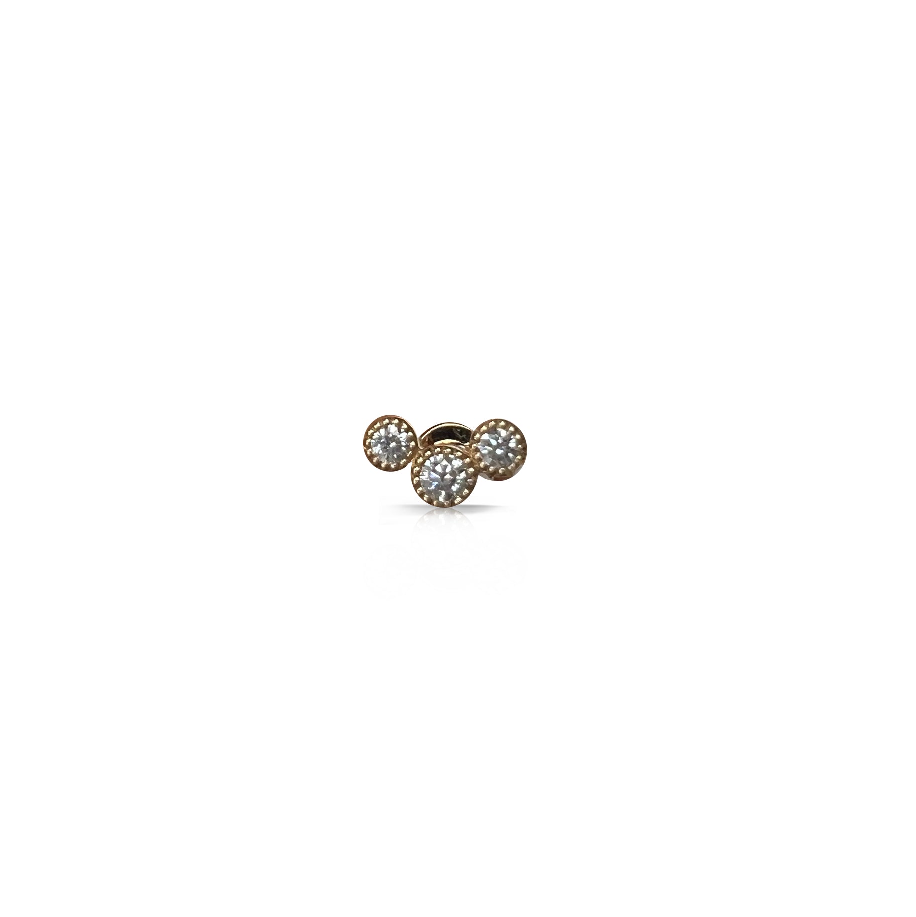 14k 3 Diamond Stud Earring by S. Carter designs