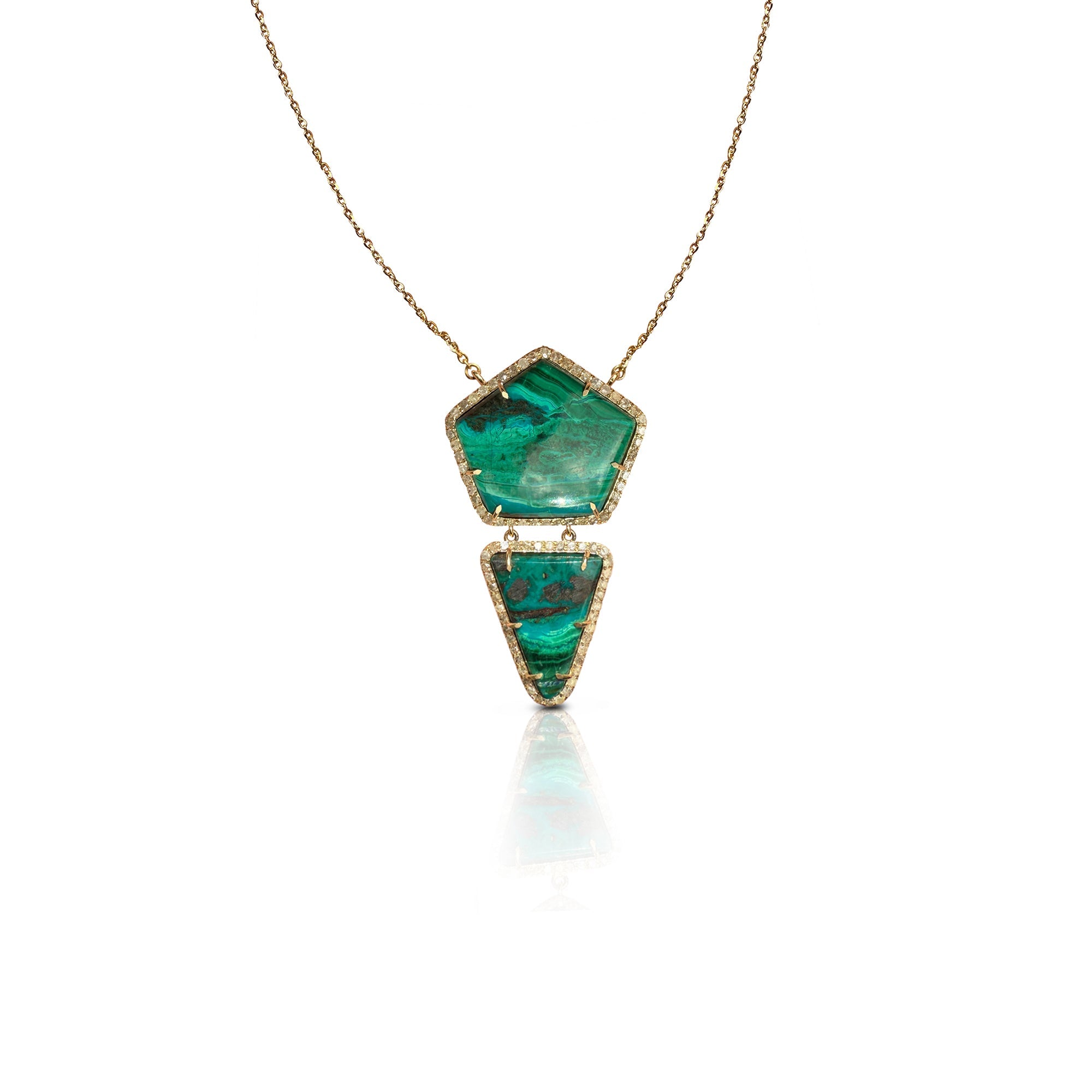 14k Penta Tri Chrysocolla Drop Necklace by S. Carter Designs