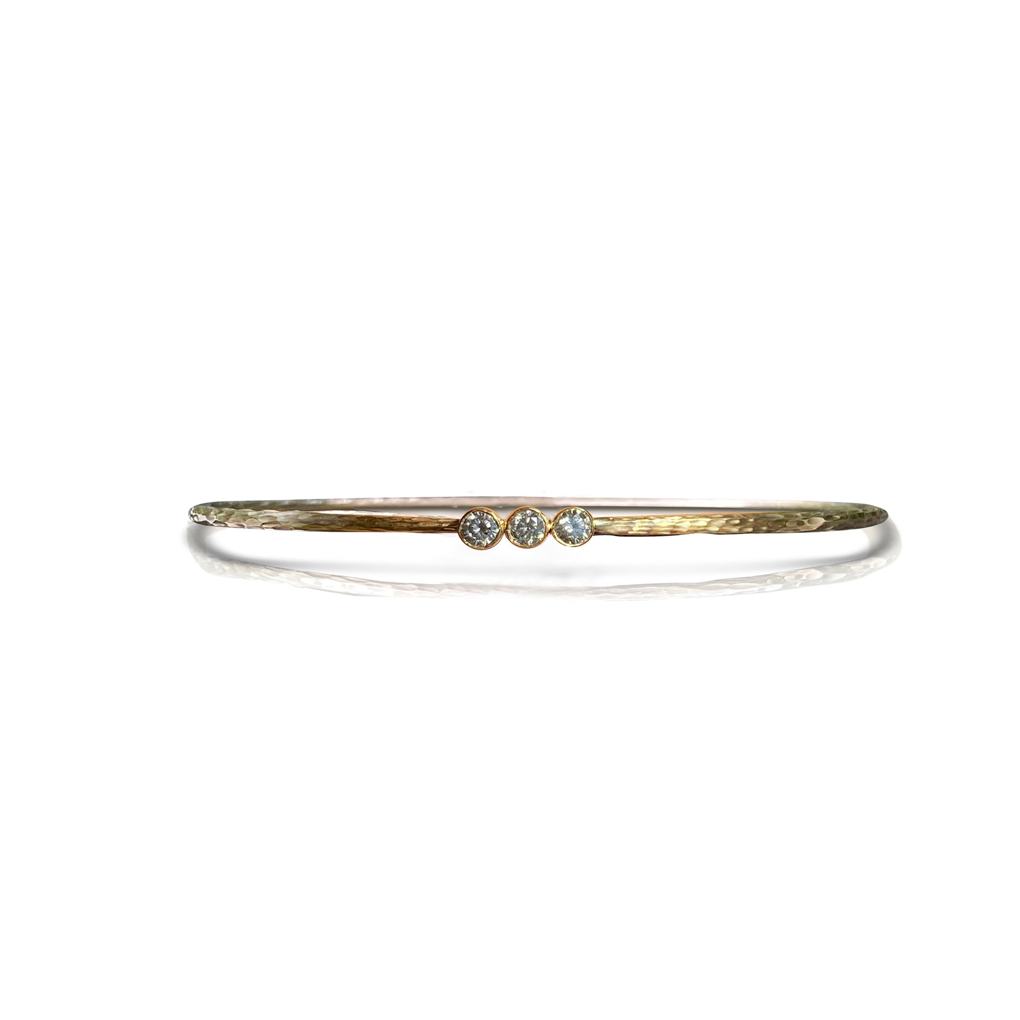 14k 3 Diamond Hammered Bezel Bracelet by S. Carter Designs