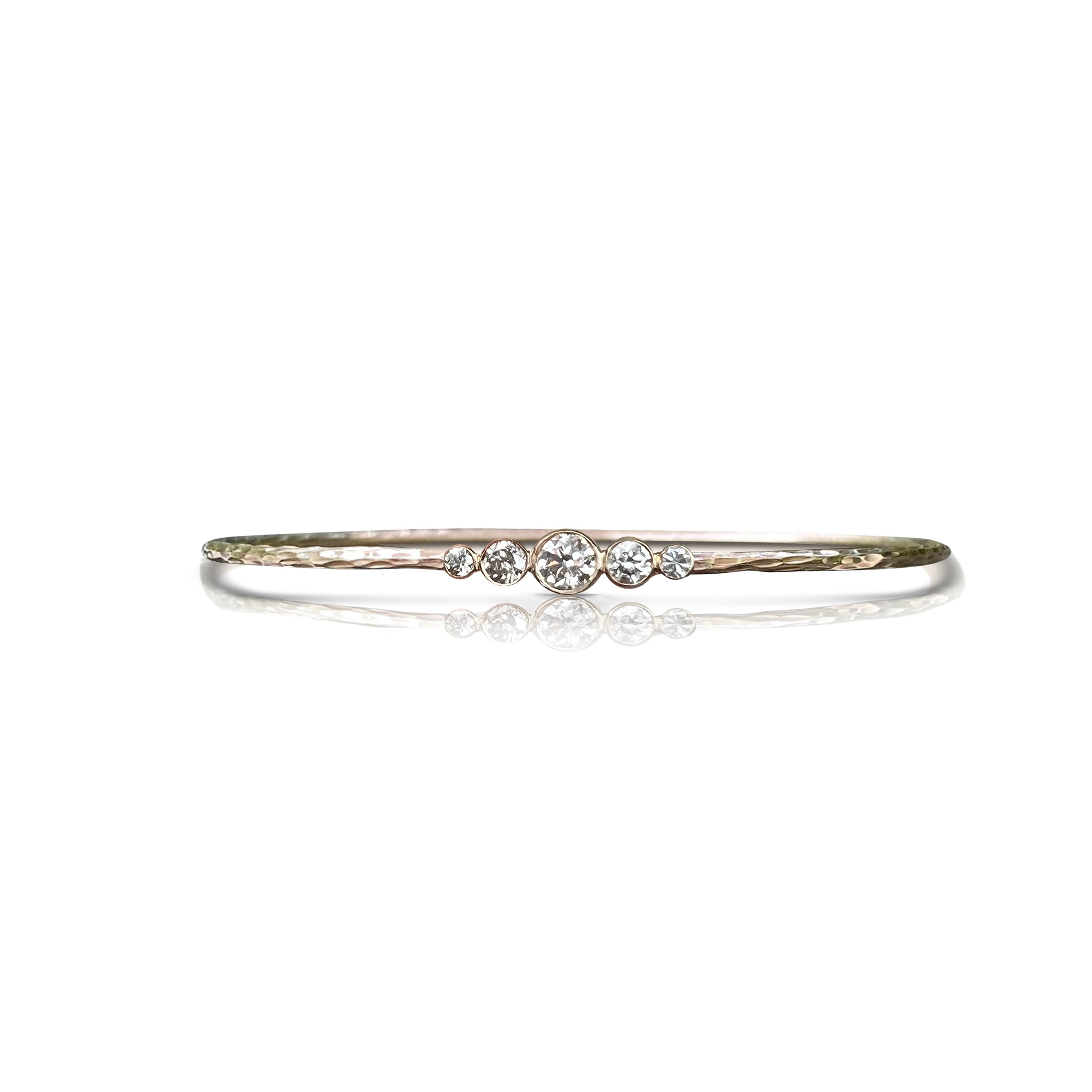 14k 5 Diamond Hammered Bezel Bracelet by S.Carter Designs