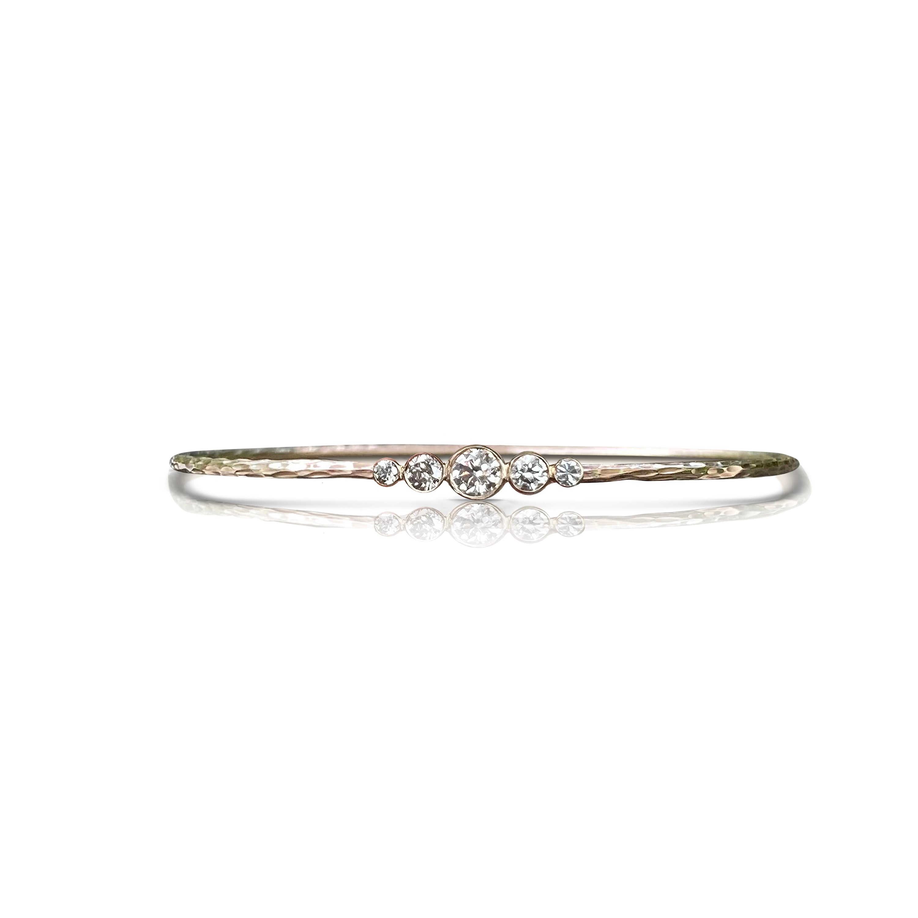 14k 5 Diamond Hammered Bezel Bracelet by S. Carter Designs