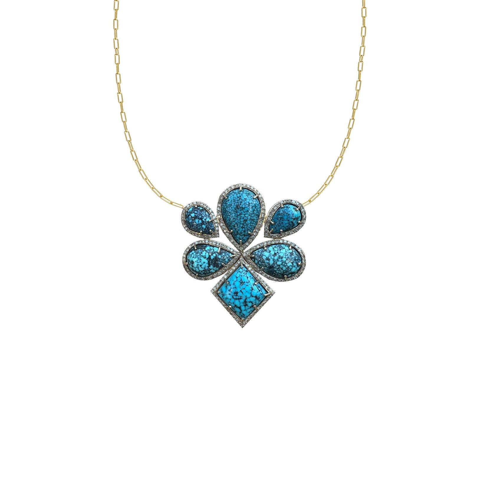 14k Free Form Kingman Turquoise Necklace by S. Carter Designs