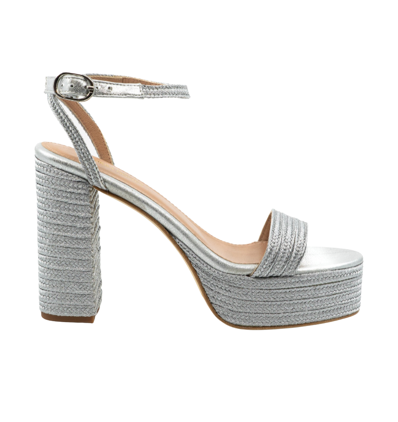 Becka Silver Raffia Platform by Andrea Gomez