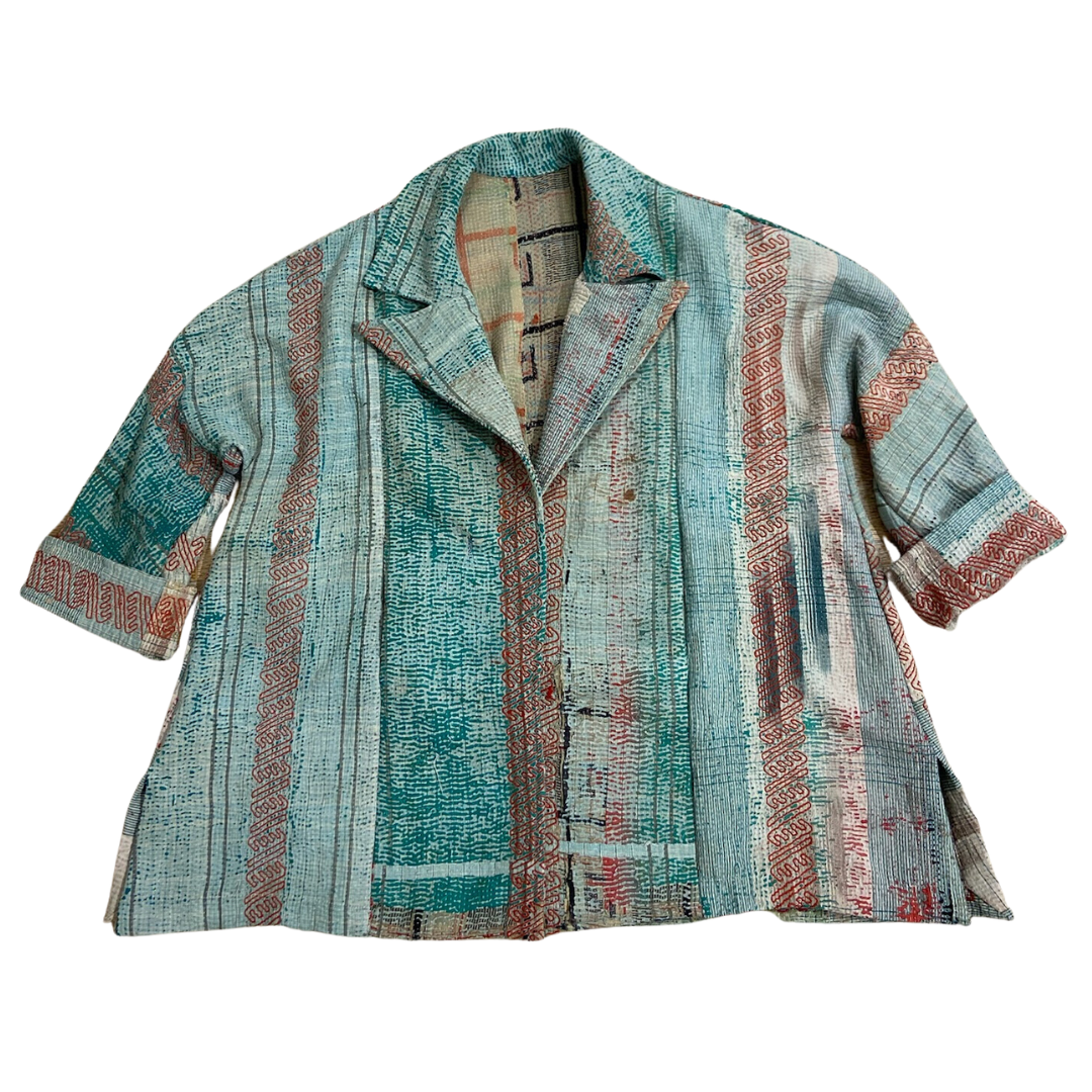 The Multi-Color Blue Evelyn Short Sleeve Jacket by Blue Door London