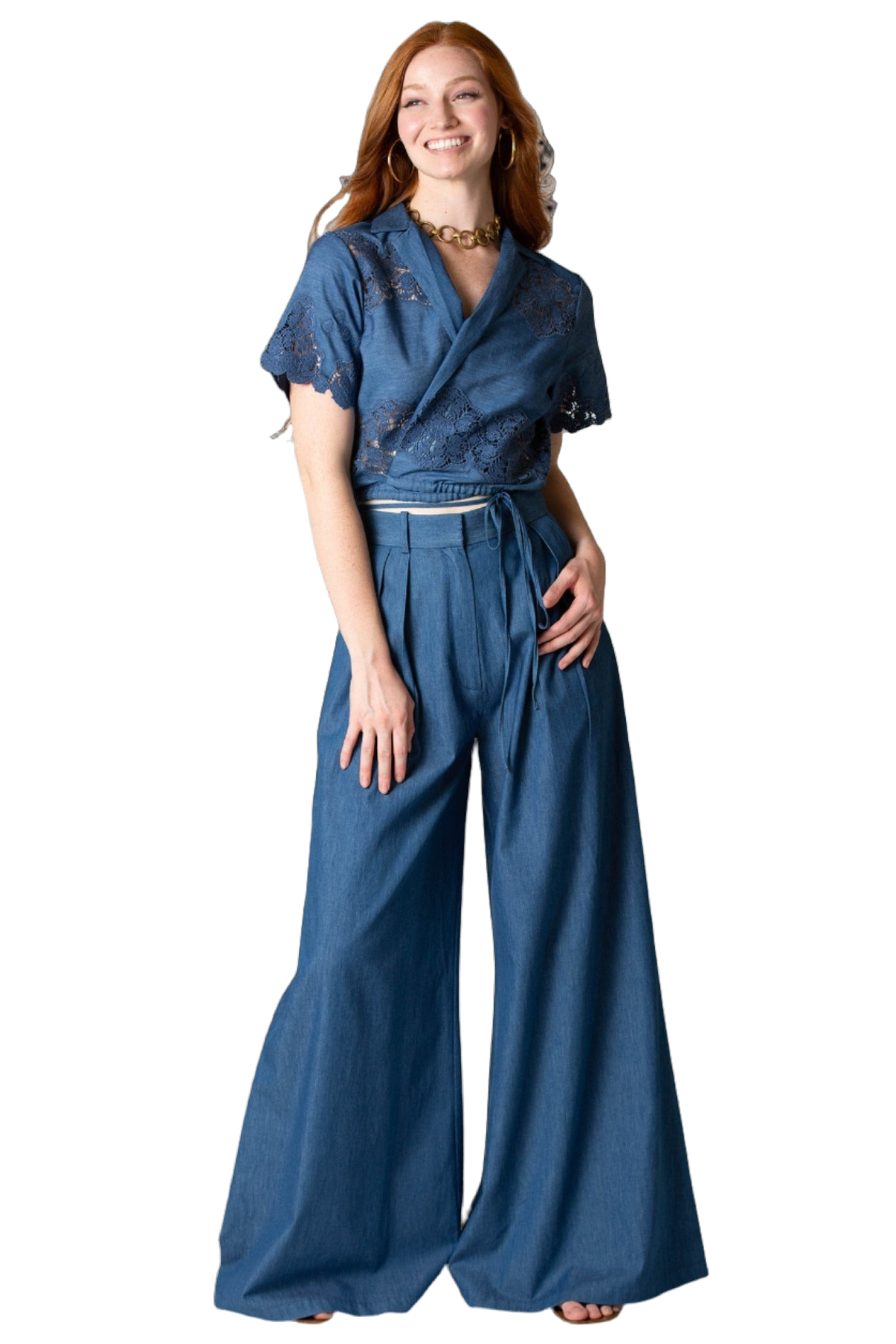 River High-waisted Trousers in Indigo Denim