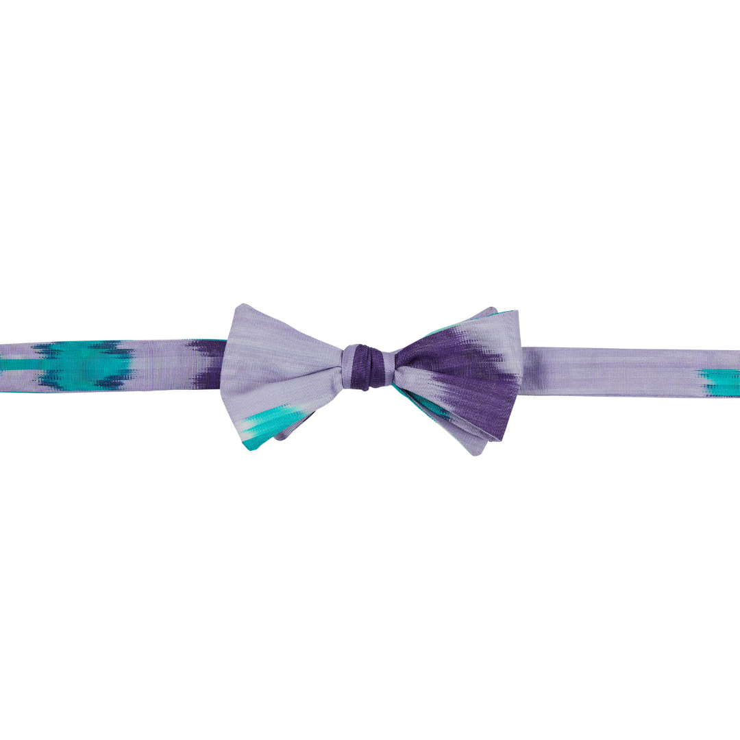 Bacchus Silk Ikat Bow Tie - Lavender, Teal by Larkin Lane