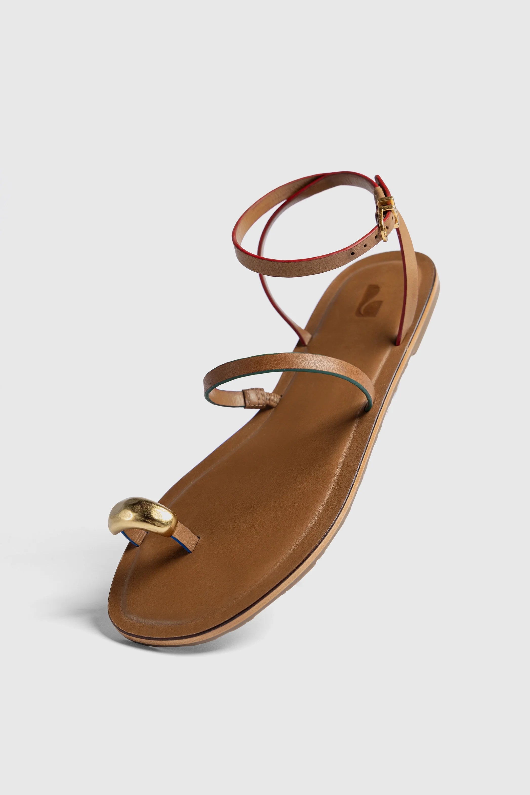 Biarritz Flat Sandal In Light Caramel Leather by Larroudé
