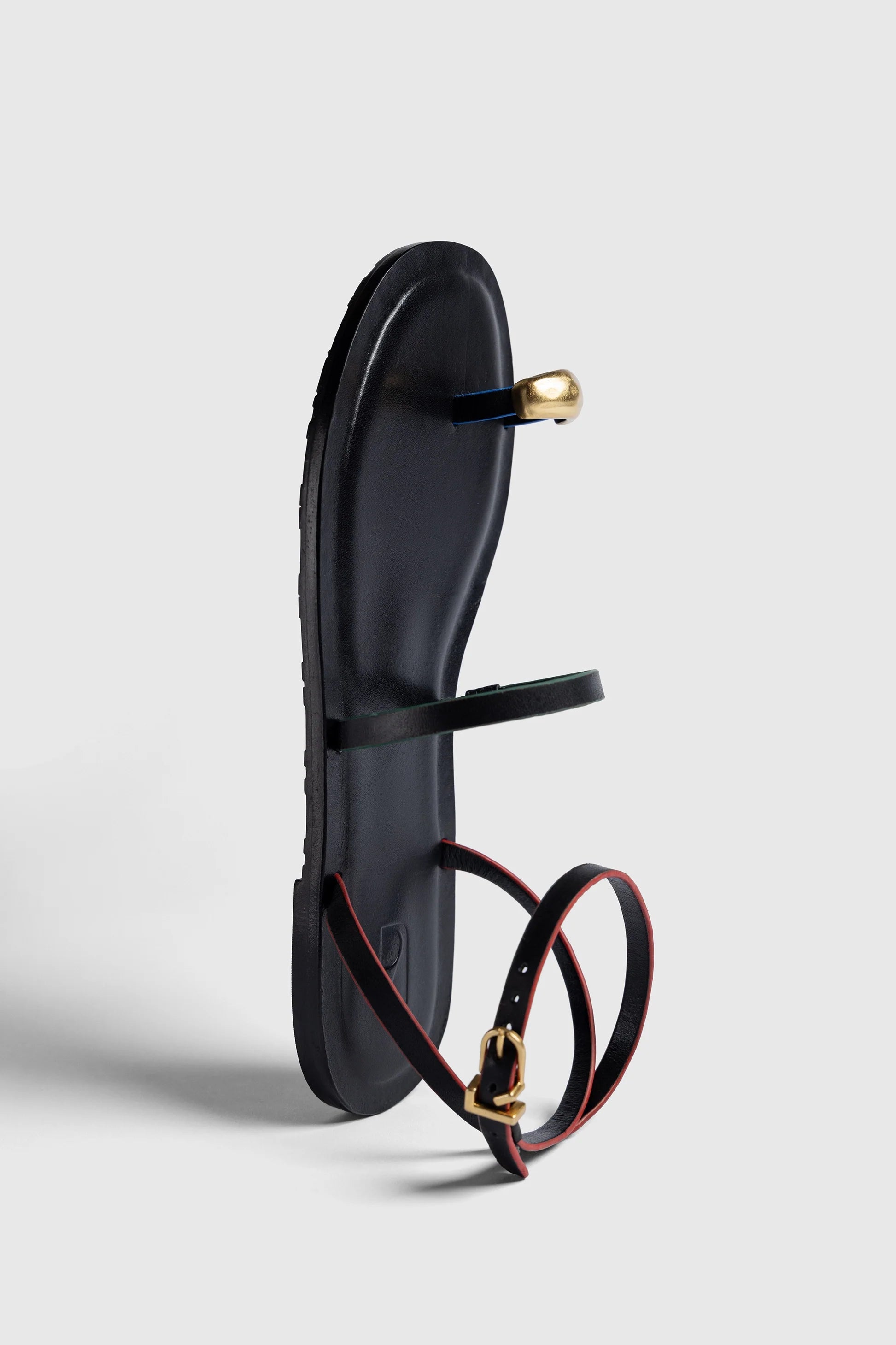 Biarritz Flat Sandal In Black Leather by Larroudé