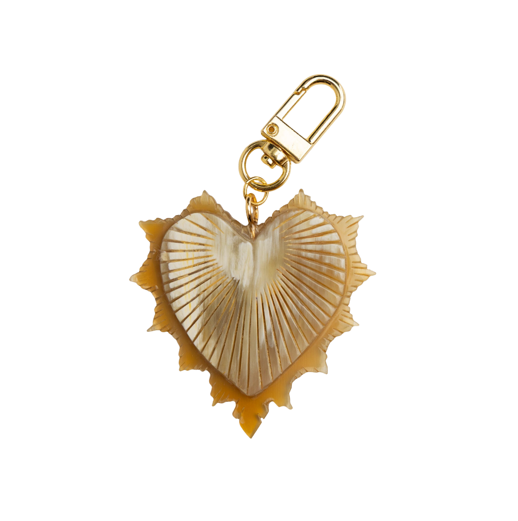 large brown heart cowhorn neckalce charm 
