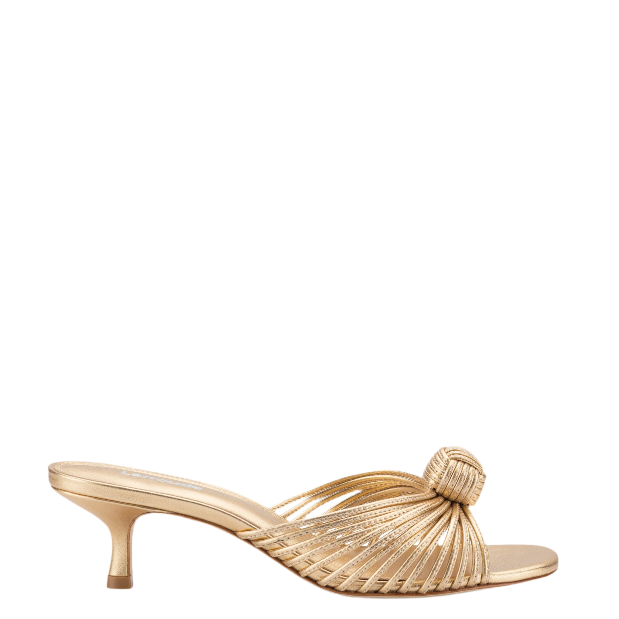 Valerie Mule In Gold Metallic Leather by Larroudé