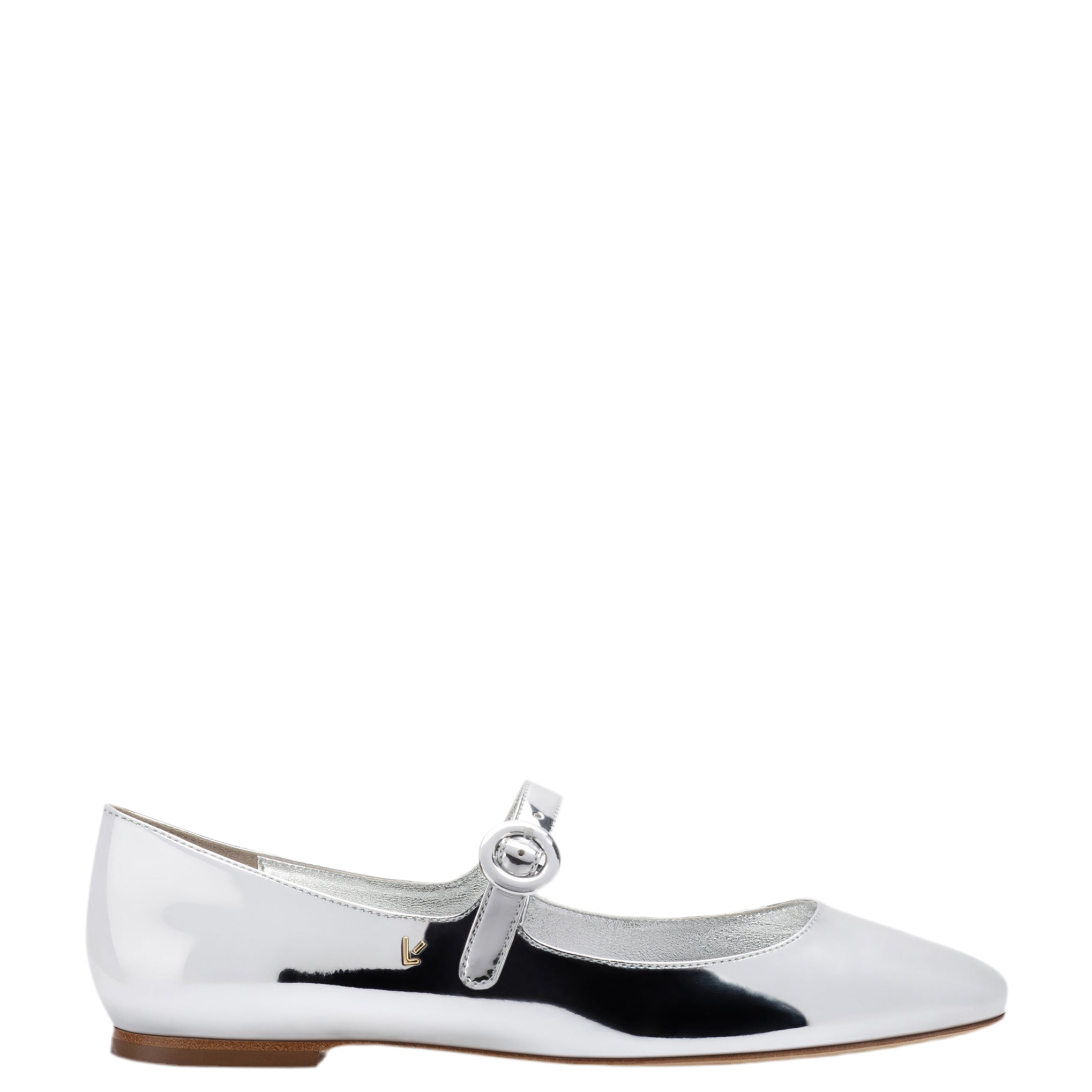 Blair Ballet Flat In Silver Specchio by Larroudé