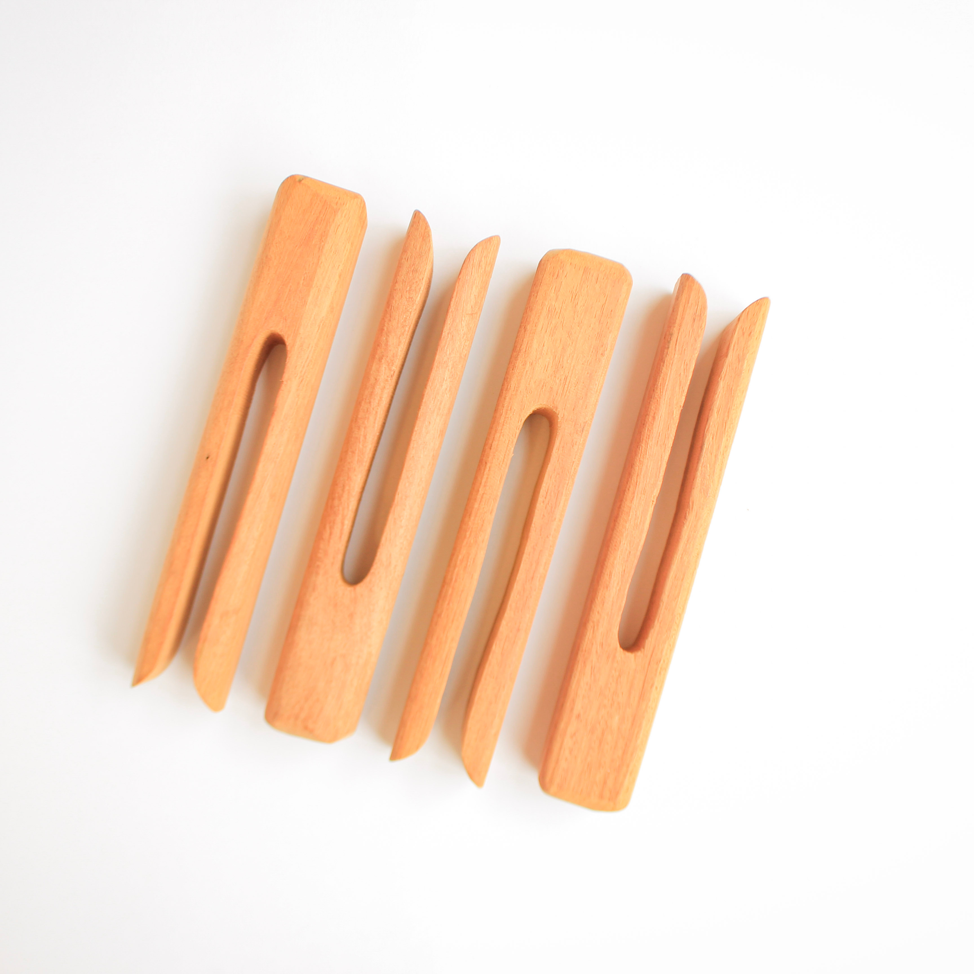 Hand-Carved Wooden Napkin Holders (Set of 4) - Clothespin by Mended