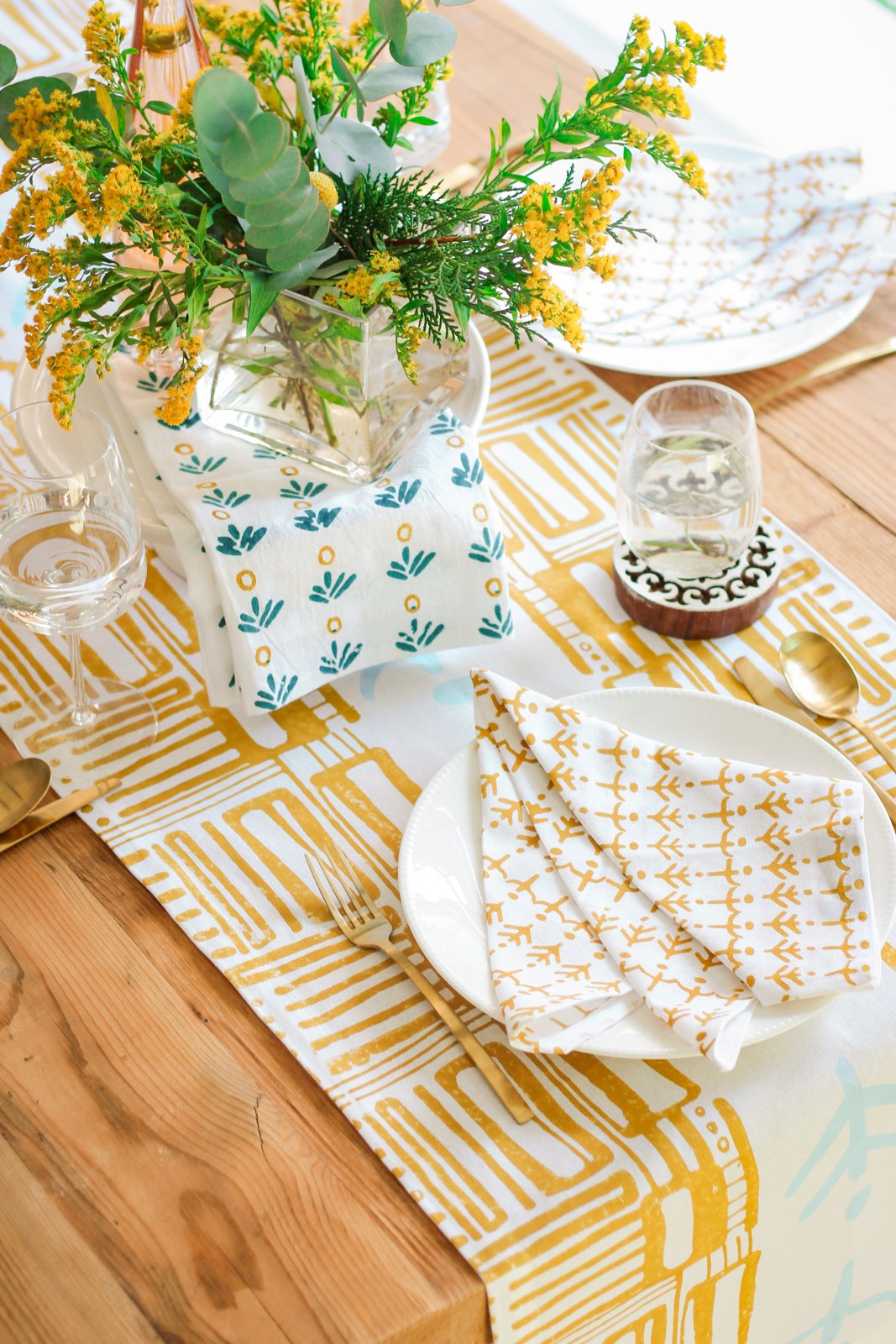 Dinner Napkins (set of 4) - Otomi, Mustard by Mended