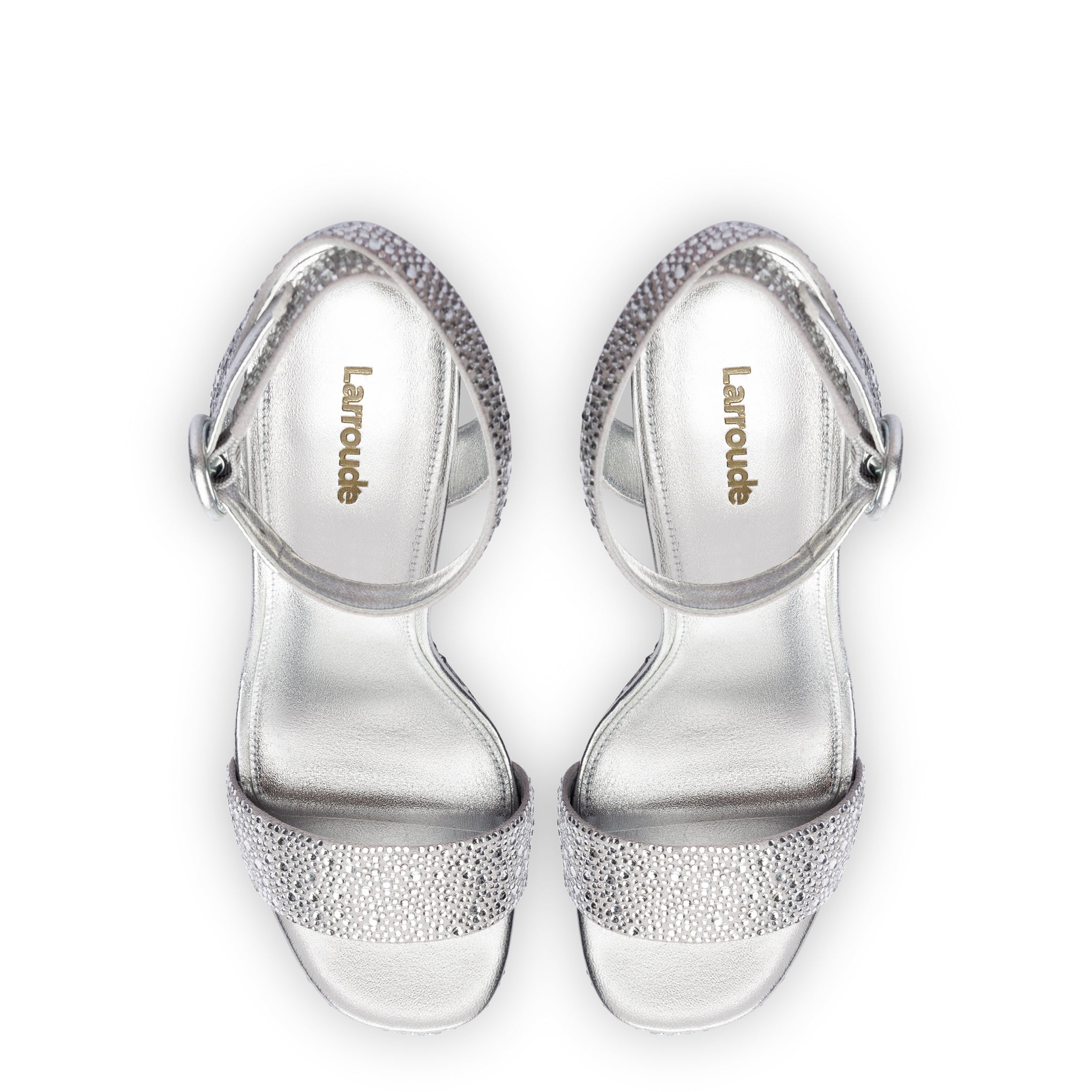 Dolly Crystal Sandal In Gray Suede by Larroudé