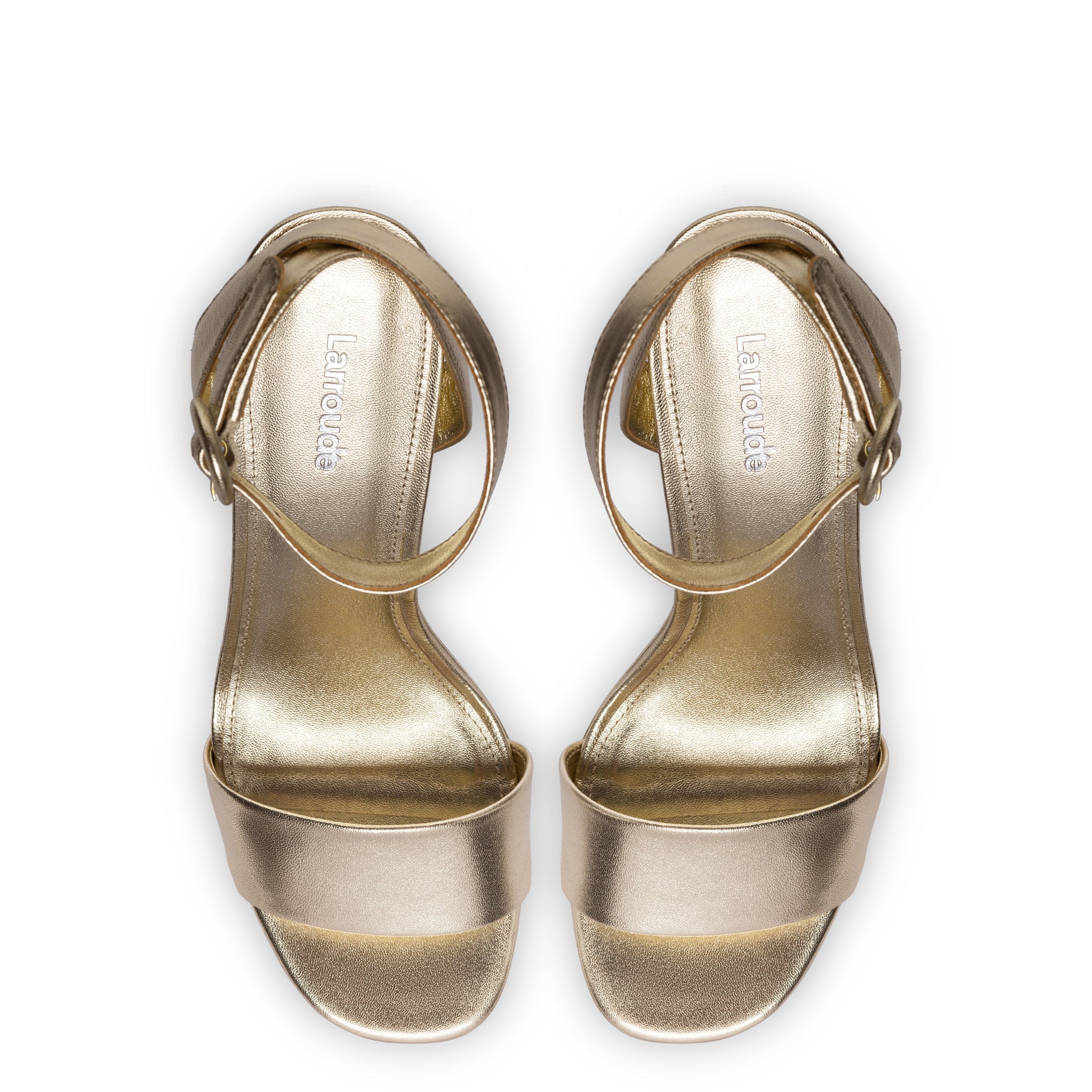 Dolly Sandal In Gold Metallic Leather by Larroudé