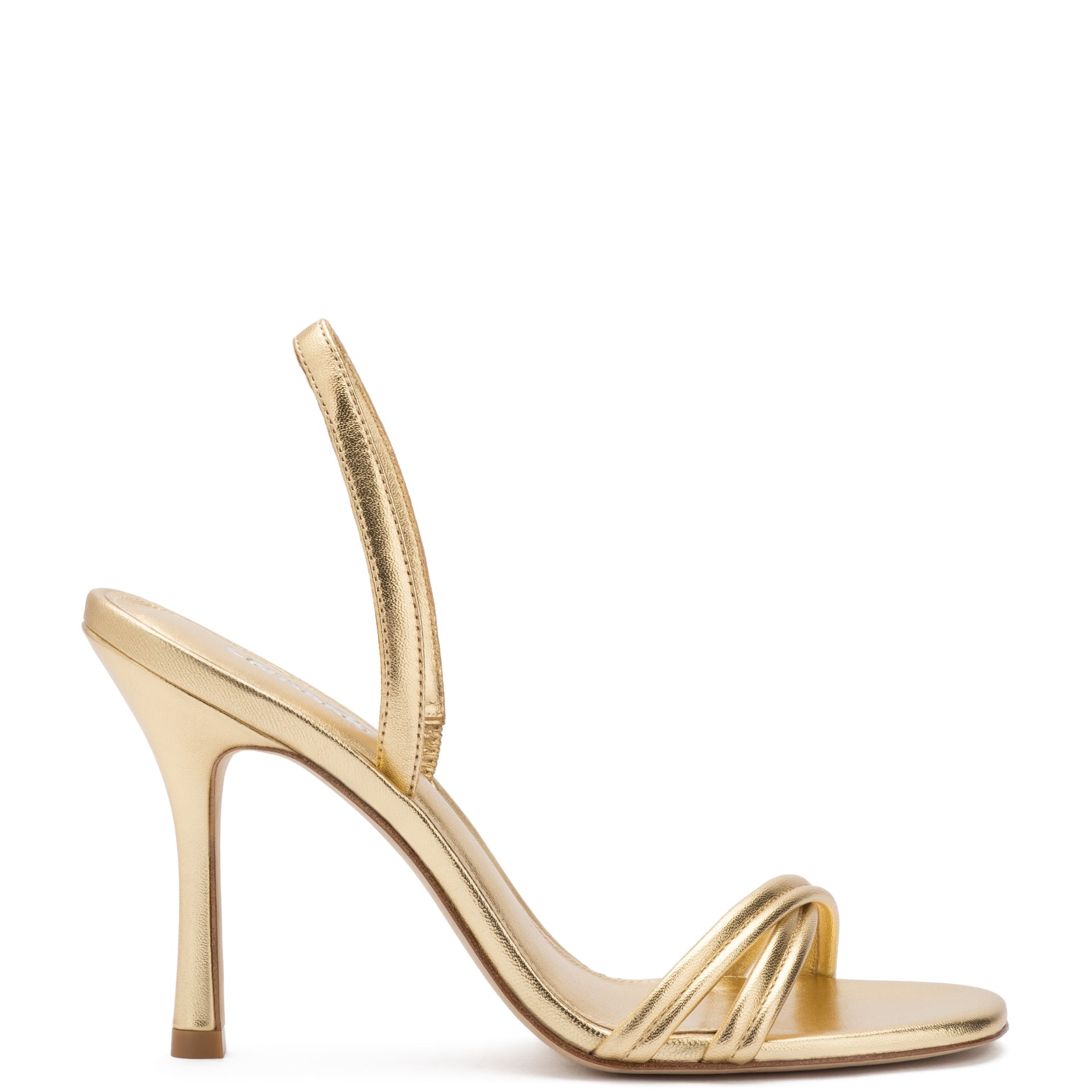 Annie Sandal In Gold Metallic Leather by Larroudé