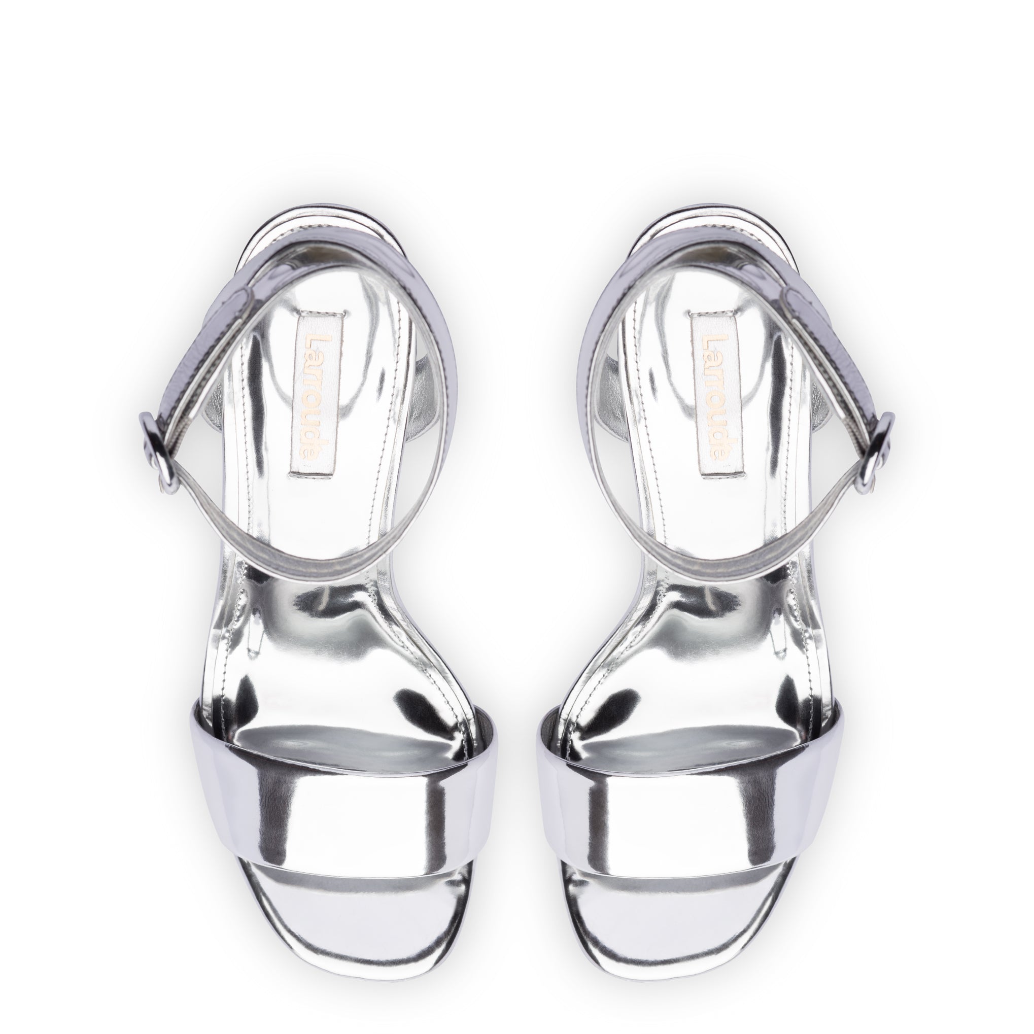 Dolly Sandal In Silver Specchio by Larroudé