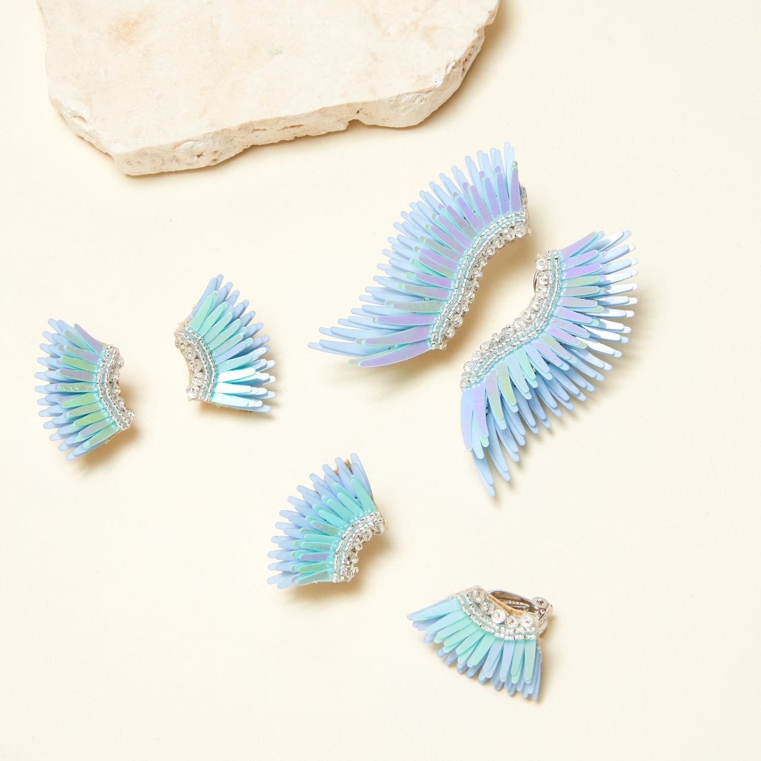 Micro Madeline Clip On Earrings Metallic Blue by Mignonne Gavigan