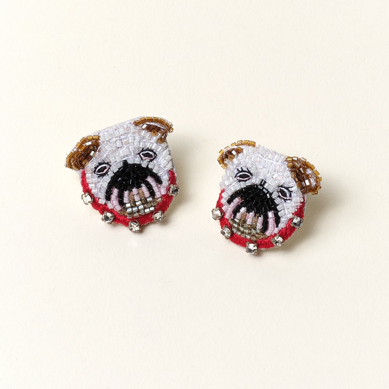 Bulldog Stud Earrings White by Mignonne Gavigan