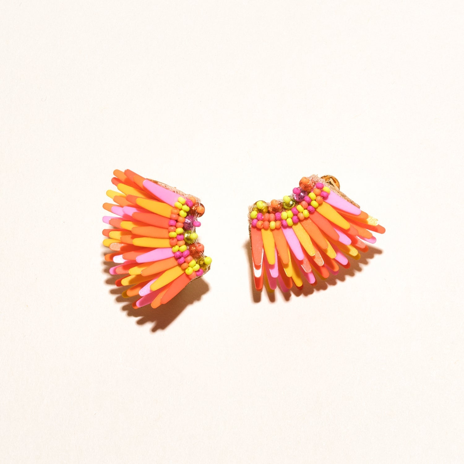 Micro Madeline Earrings Bright Yellow/Neon Pink Beads by Mignonne Gavigan