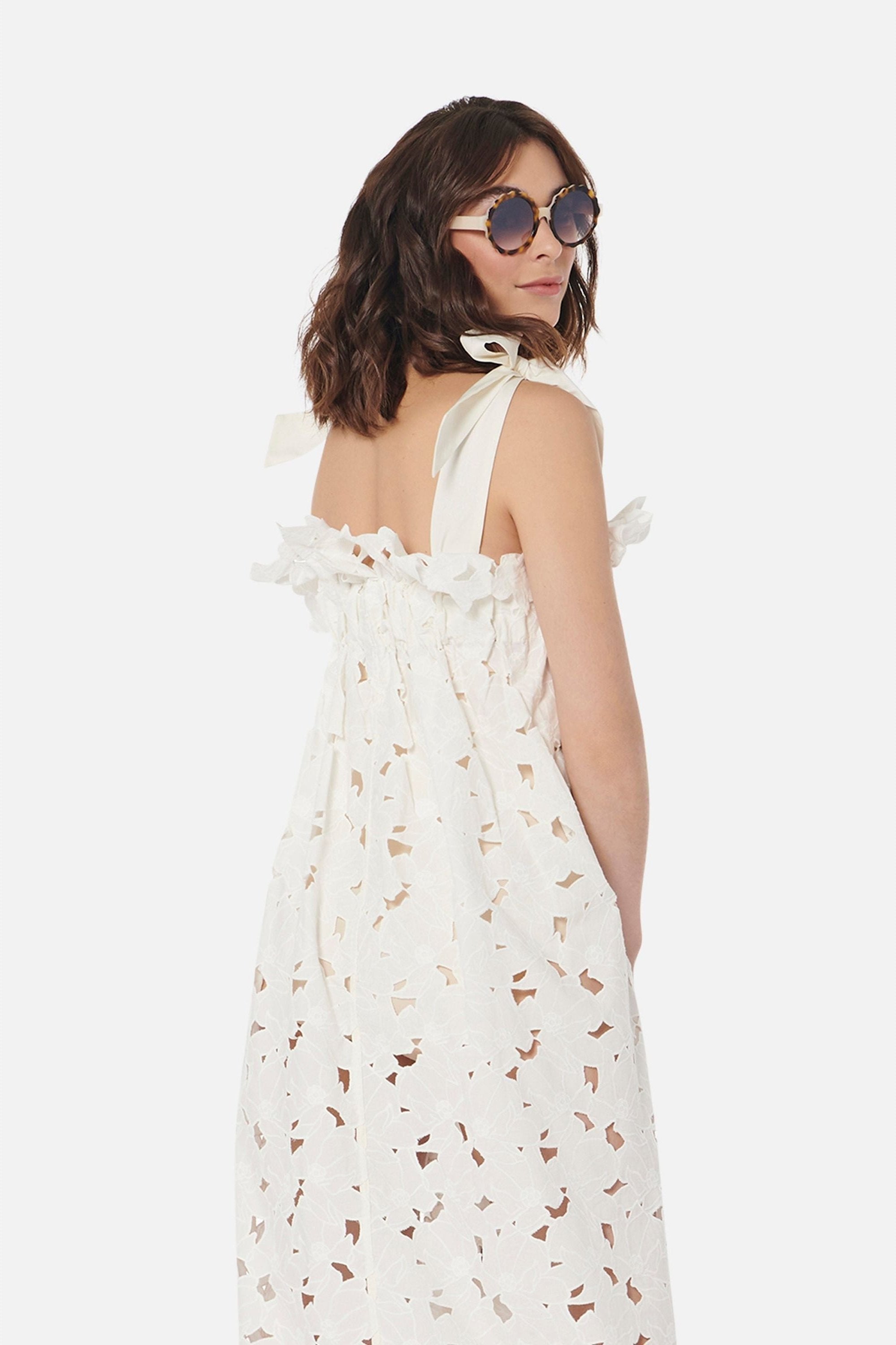 Women's Jaime Dress in White Magnolia Blossom Lace by Casey Marks