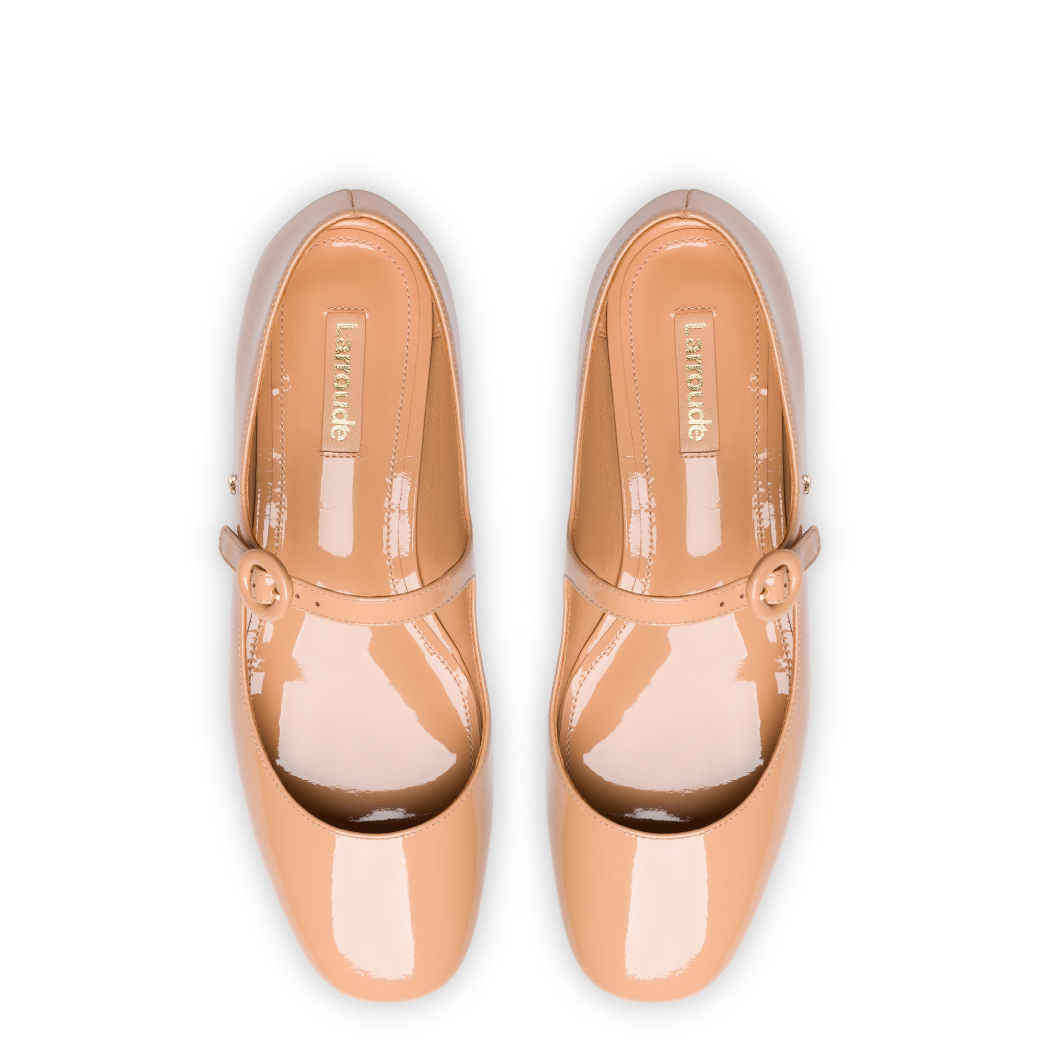 Blair Ballet Flat In Tan Patent Leather by Larroudé