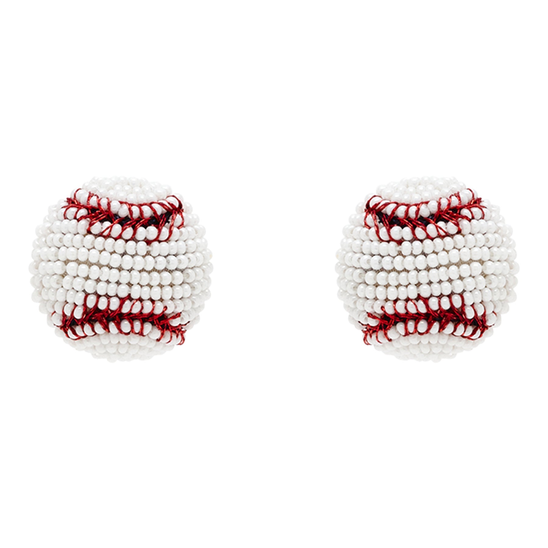 Baseball Studs White Red by Mignonne Gavigan