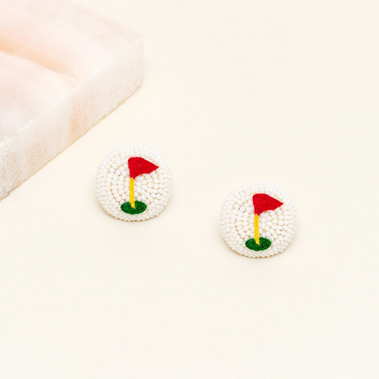 Golf Ball Studs White by Mignonne Gavigan