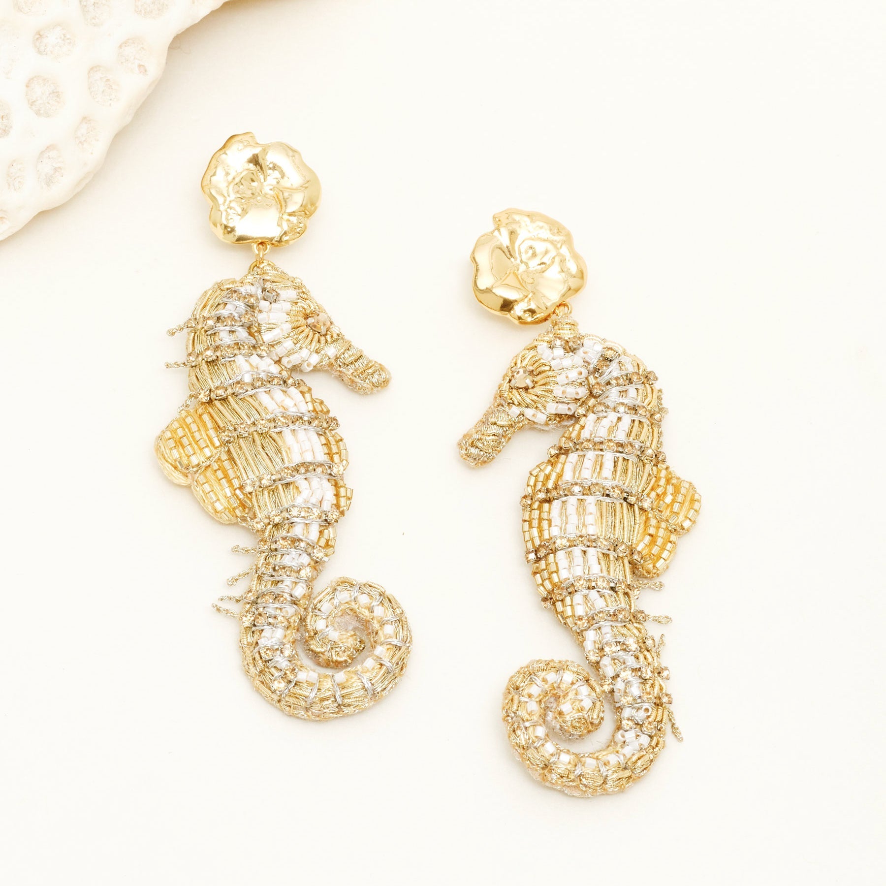 Sorrento Seahorse Earrings Gold by Mignonne Gavigan