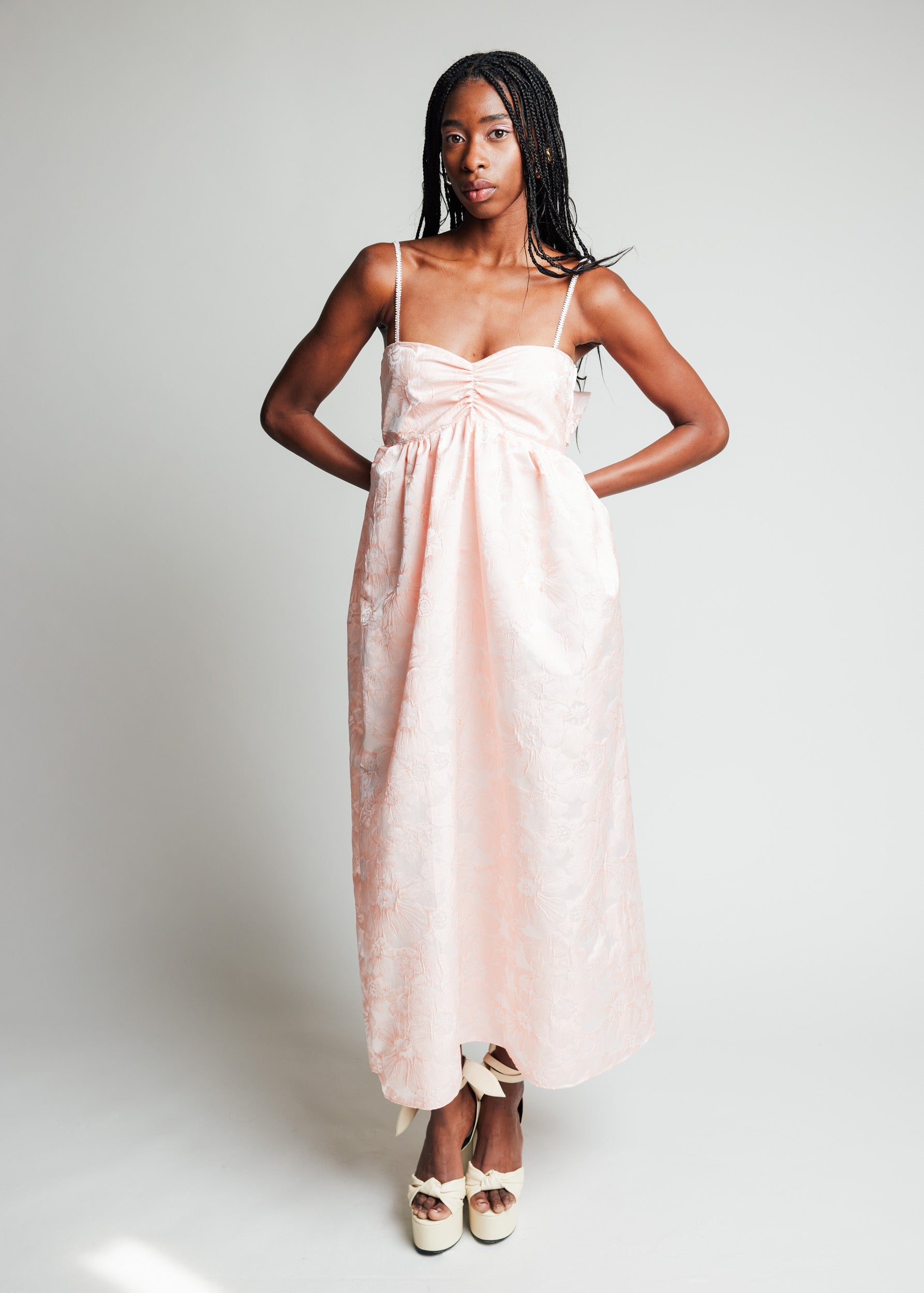 Backless Makenna Gown Blush Brocade by Madeline Marie