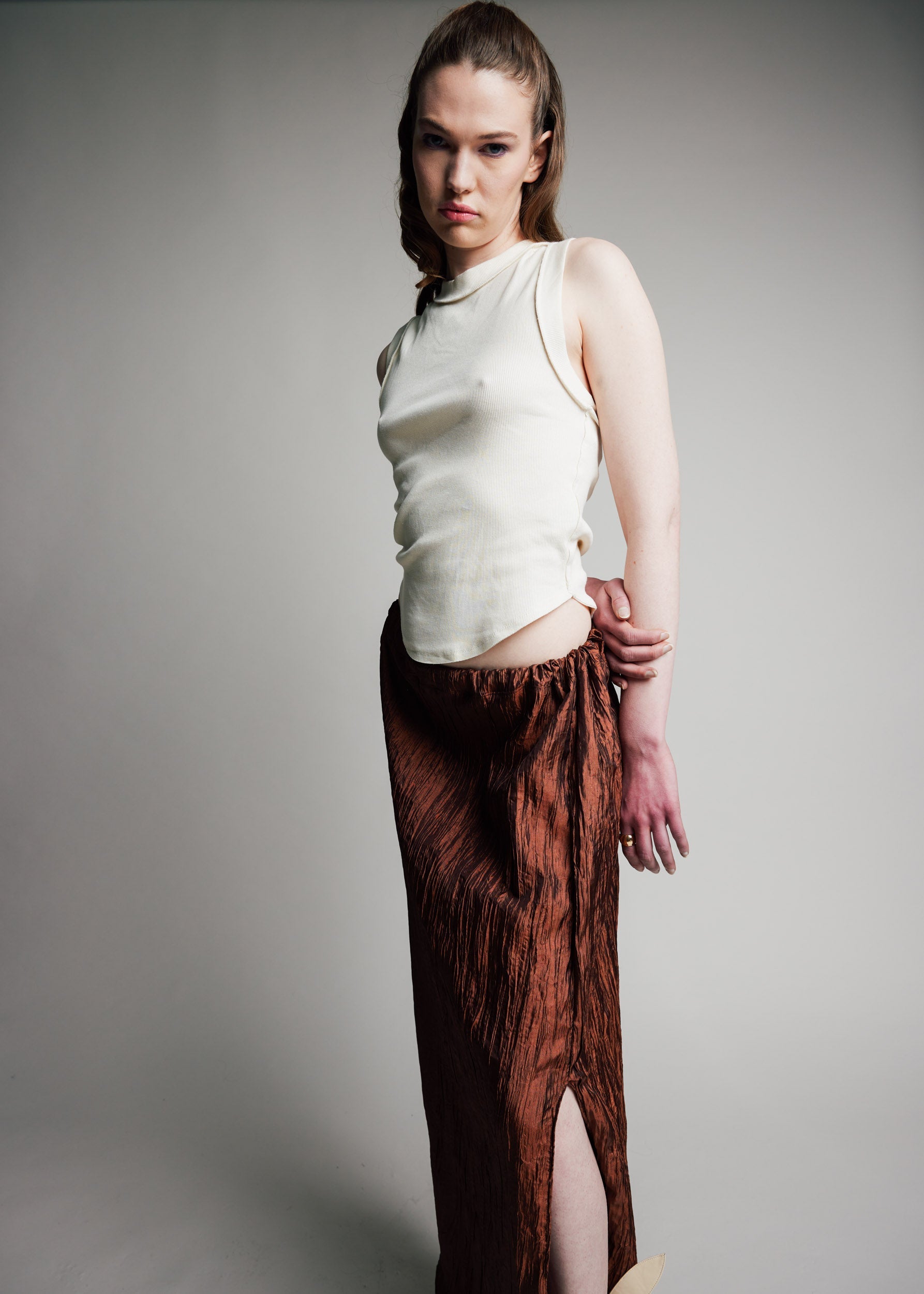 Maxi Skirt Pleated Chocolate Taffeta by Madeline Marie