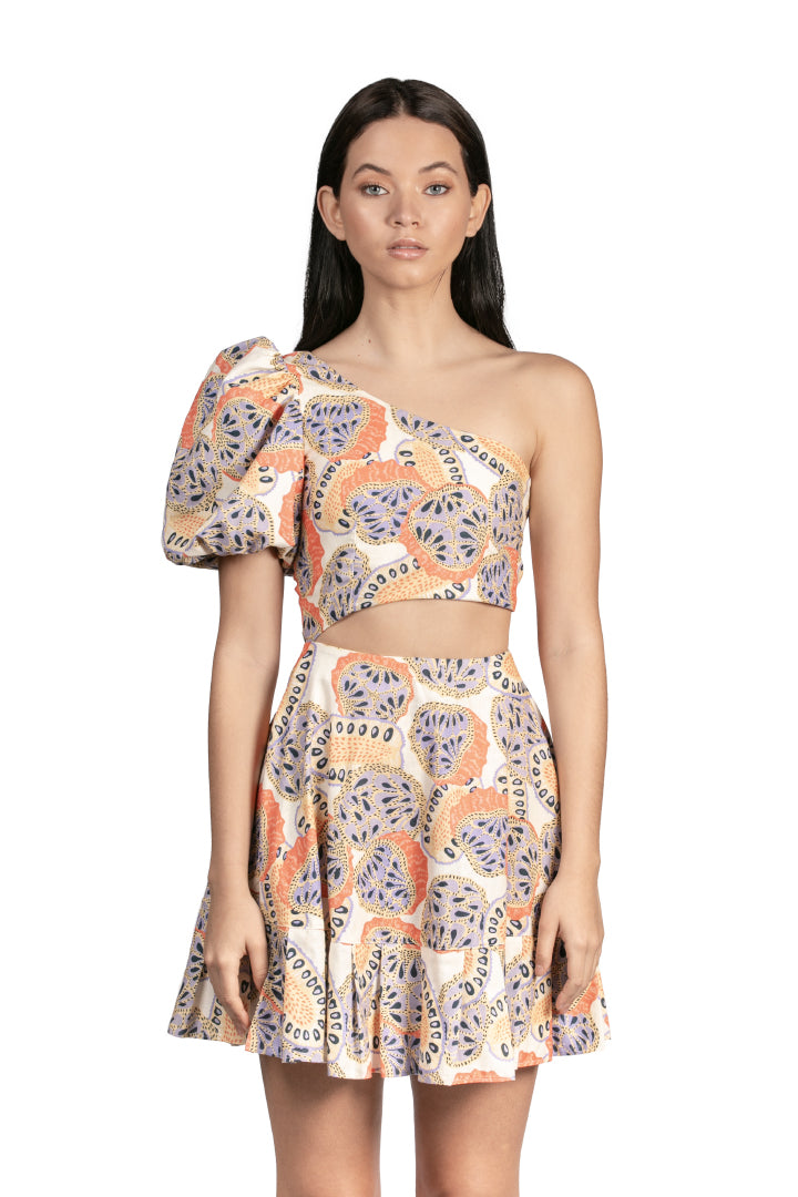 Nayarit Papaya Asymetrical Mini Dress by Sanlier