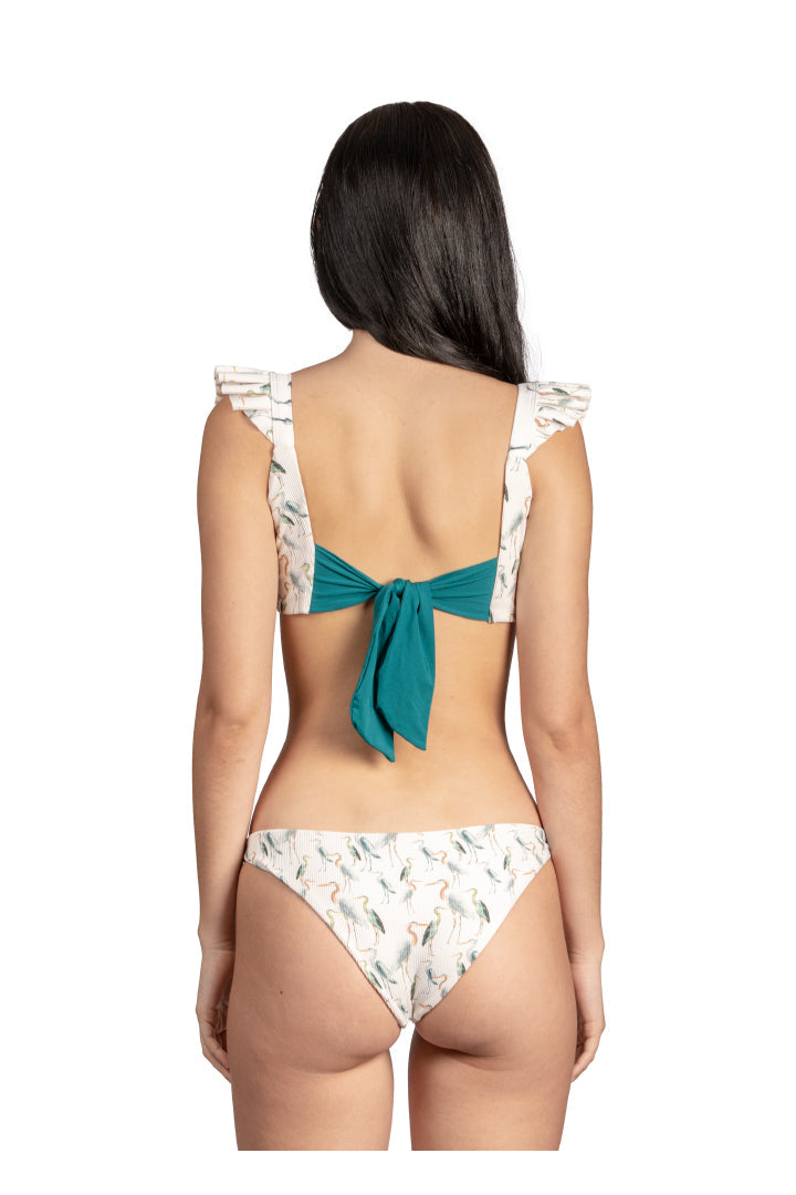Balandra Rib Bird Print Bandeau Bikini Top by Sanlier