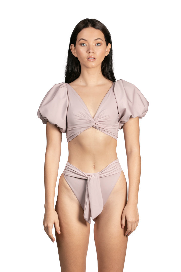 Sayulita Lilac Puff Sleeve Bikini Top by Sanlier