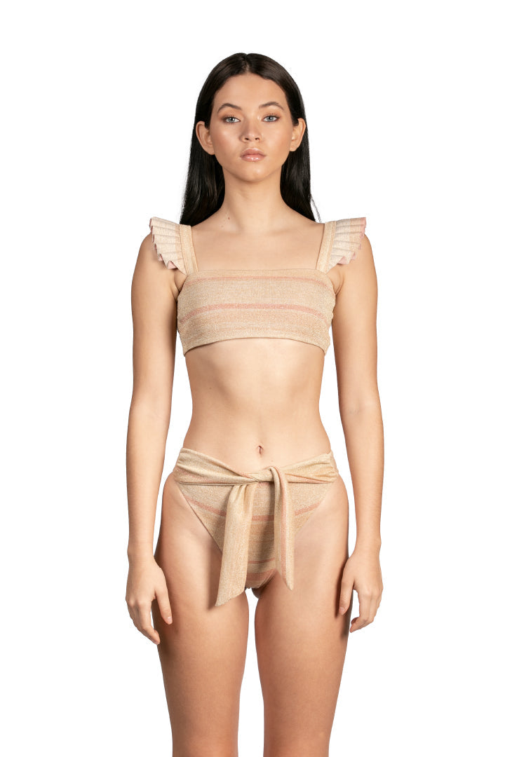 Balandra Metallic Gold & Pink Bandeau Bikini Top by Sanlier