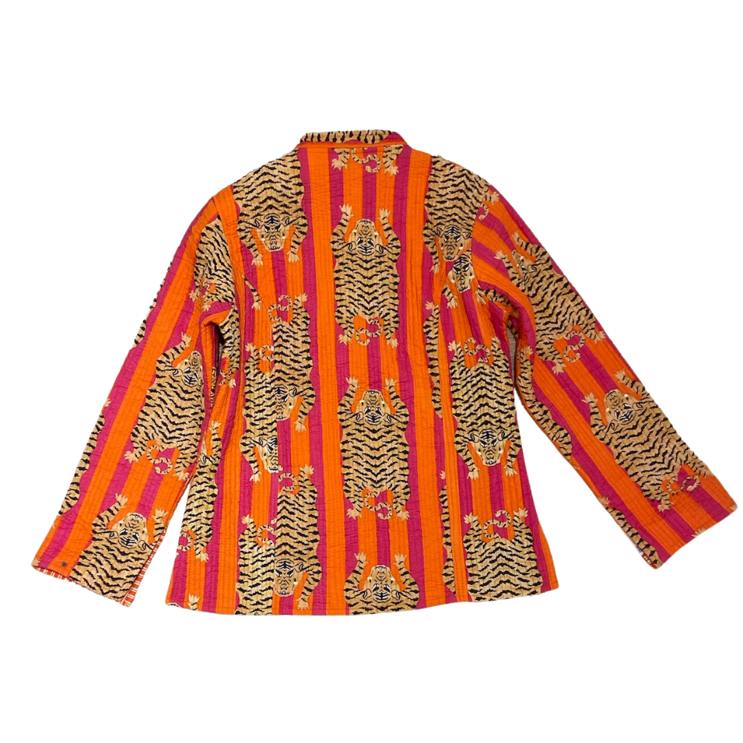 The Orange & Pink Julia Tiger Print Button-Front Jacket by Blue Door London
