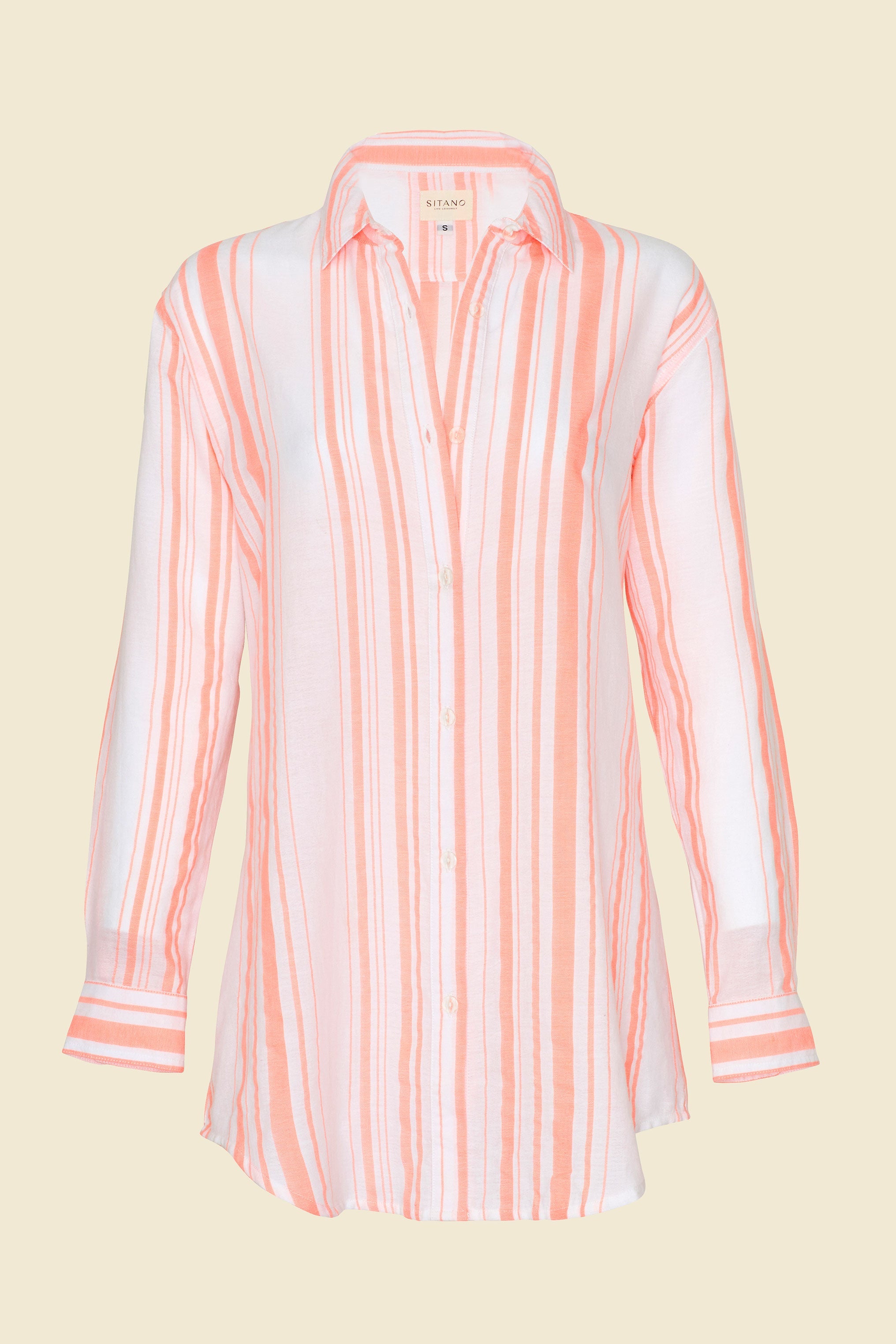 Primavera Shirt Dress - Neon Orange Stripes by SItano