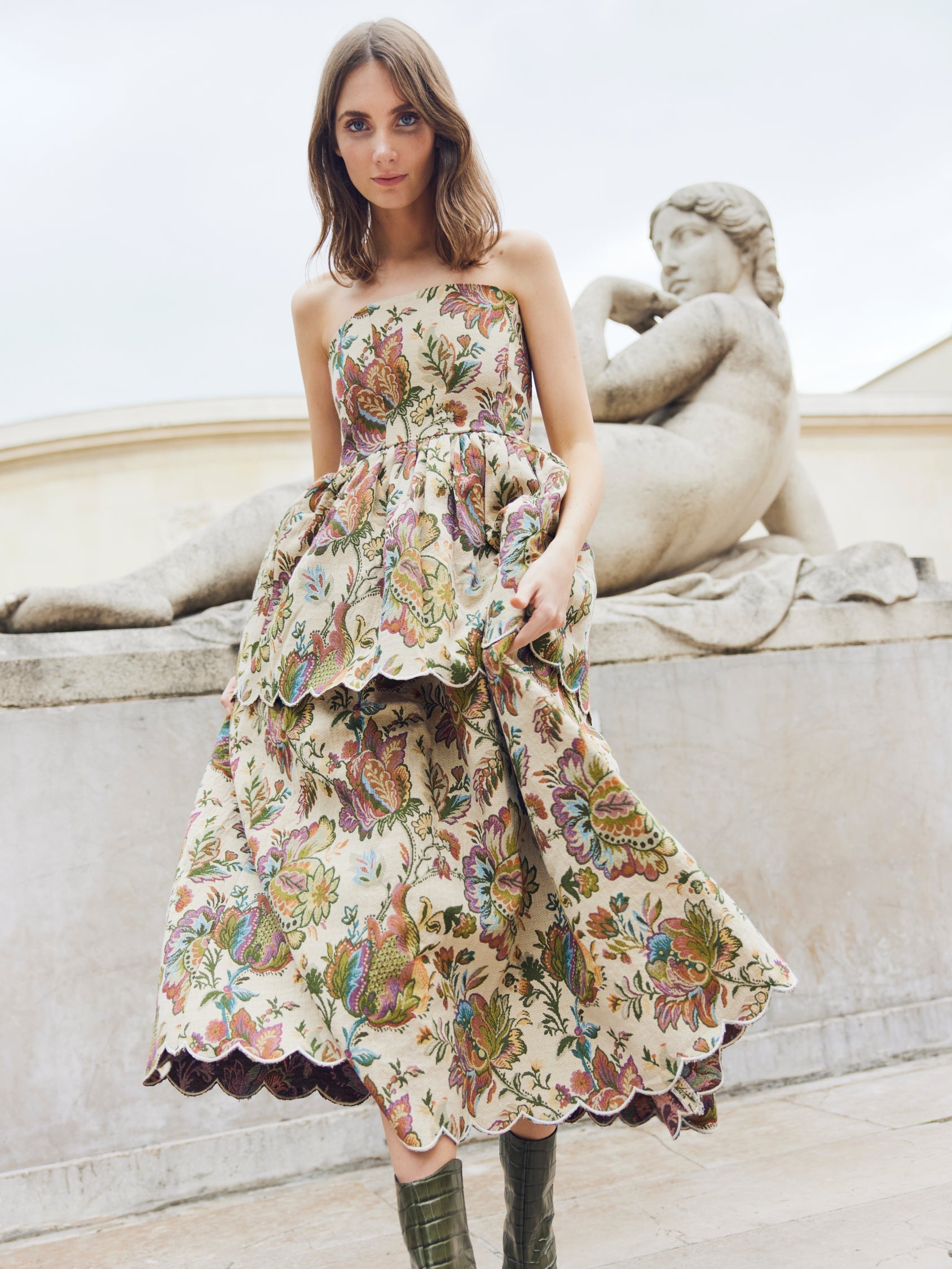 Daisy Dress in Rainbow Floral Jacquard by Eddy