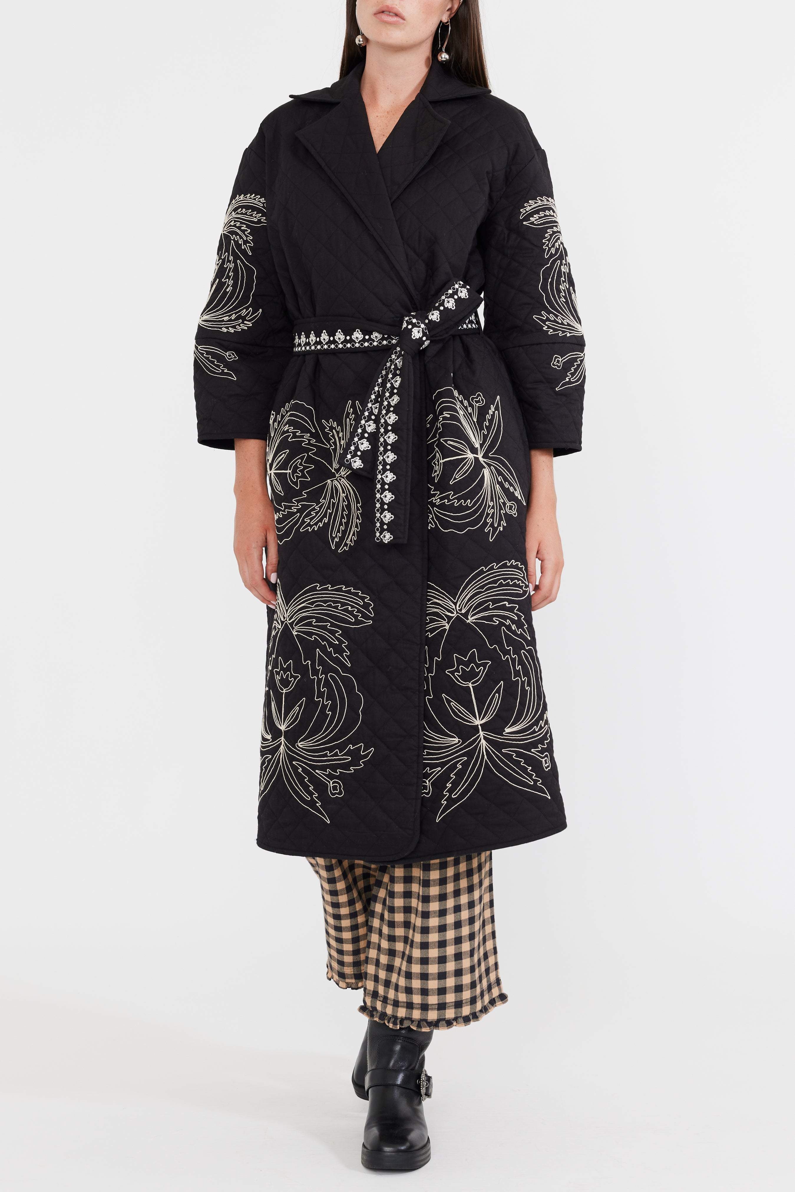 Palak Embroidered Quilted Wrap Jacket by Eddy