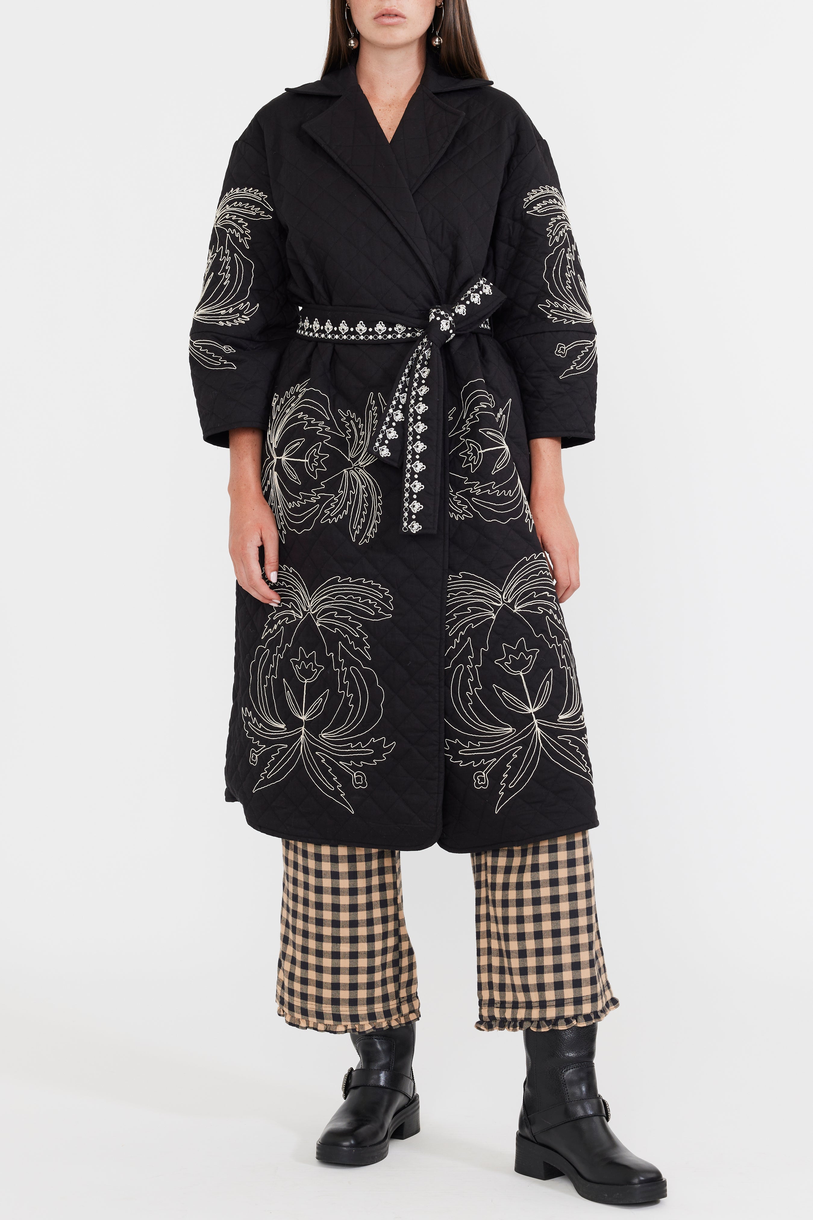 Palak Embroidered Quilted Wrap Jacket by Eddy