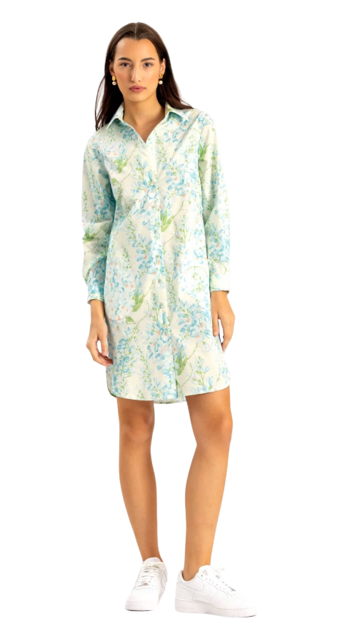 Amory Blue Wisteria Floral Shirt Dress by Casey Marks