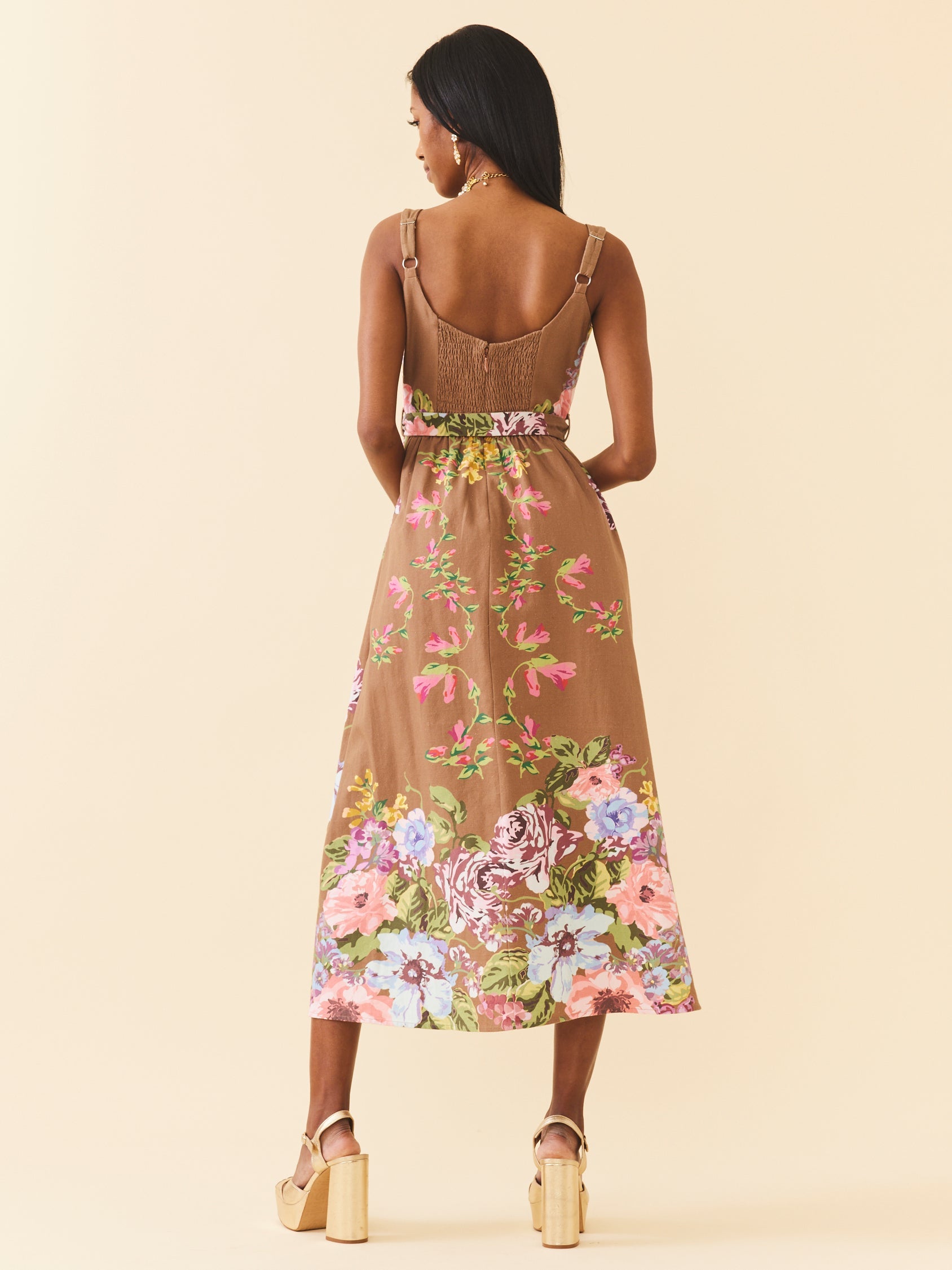 Katherine Dress in Caramel Victorian Floral by Eddy