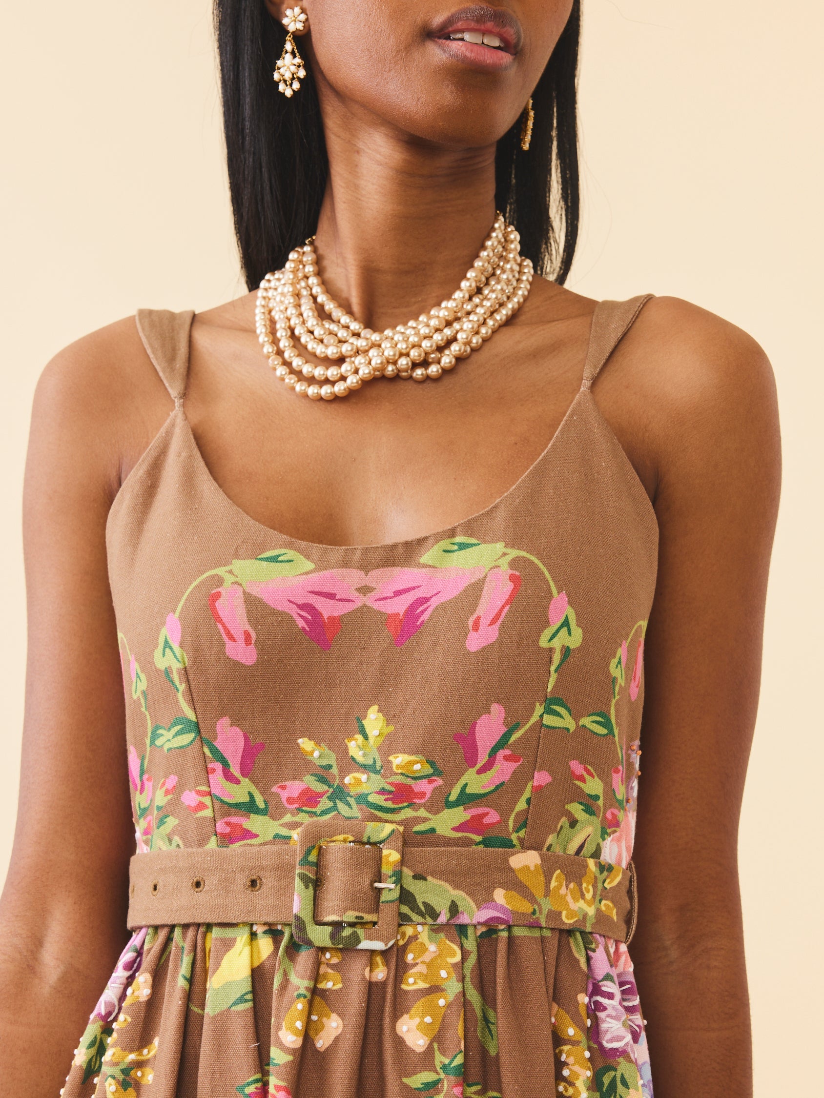 Katherine Dress in Caramel Victorian Floral by Eddy