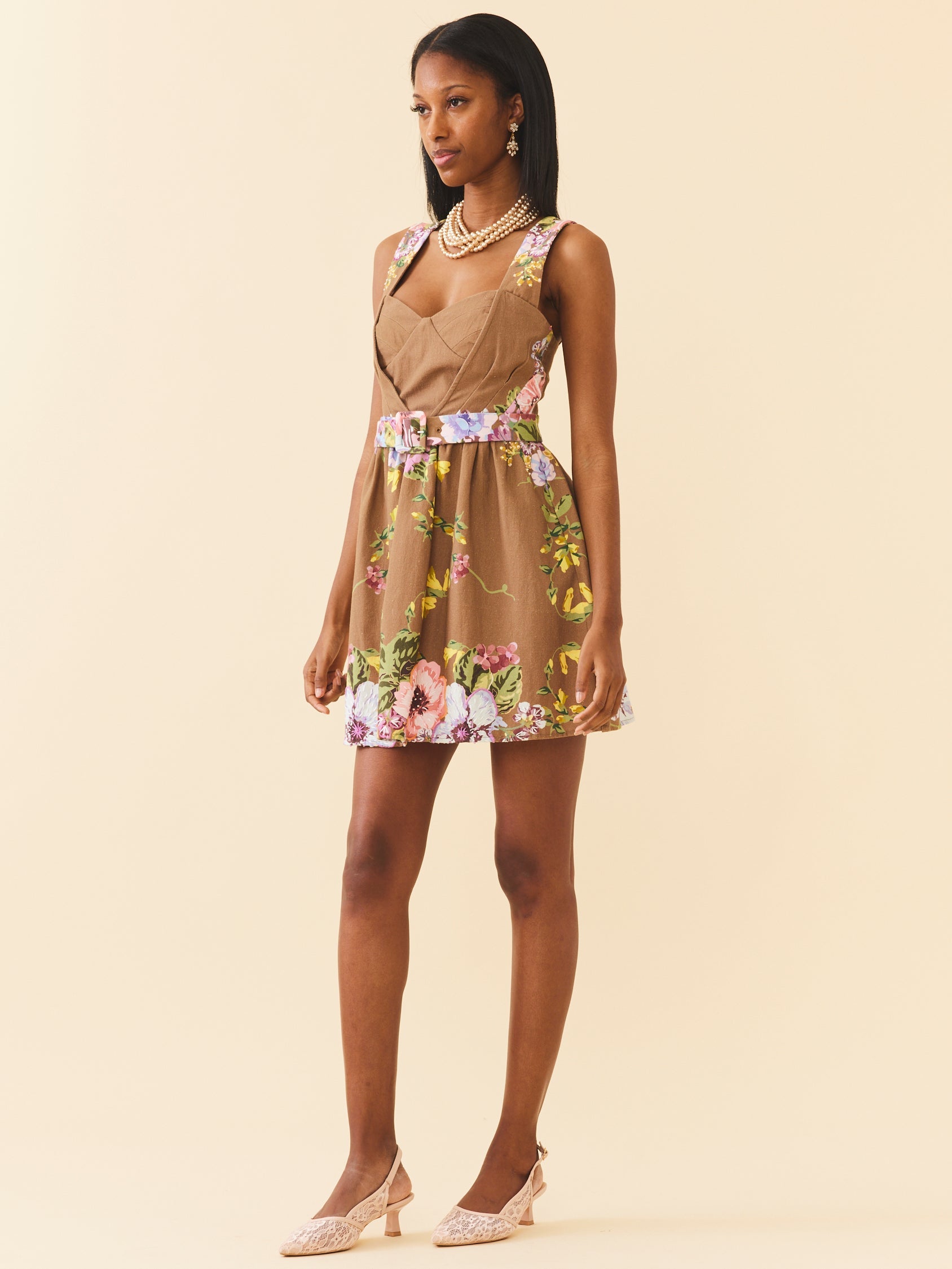 Georgie Dress in Caramel Victorian Floral by Eddy