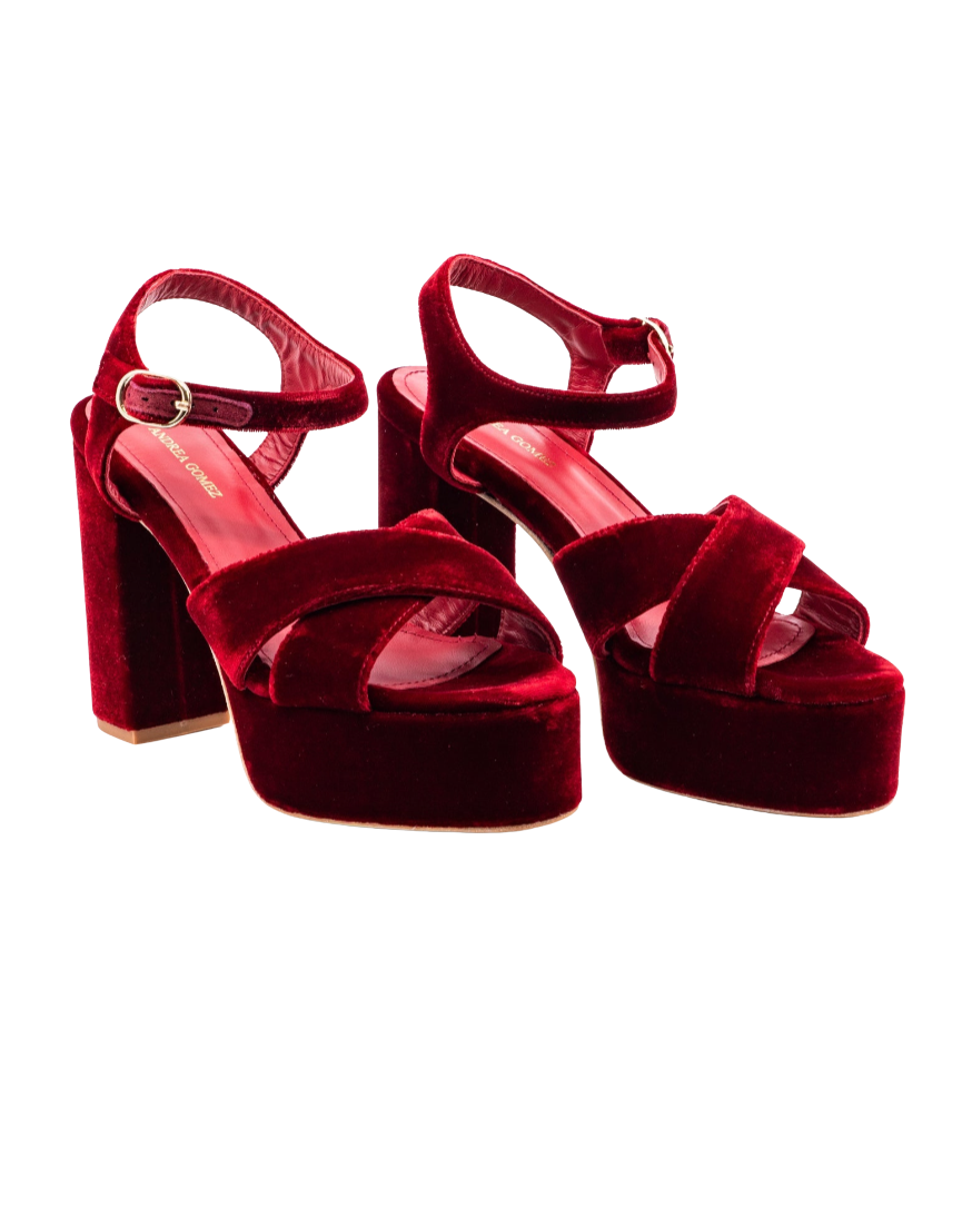 Bella Red Velvet Platform by Andrea Gomez