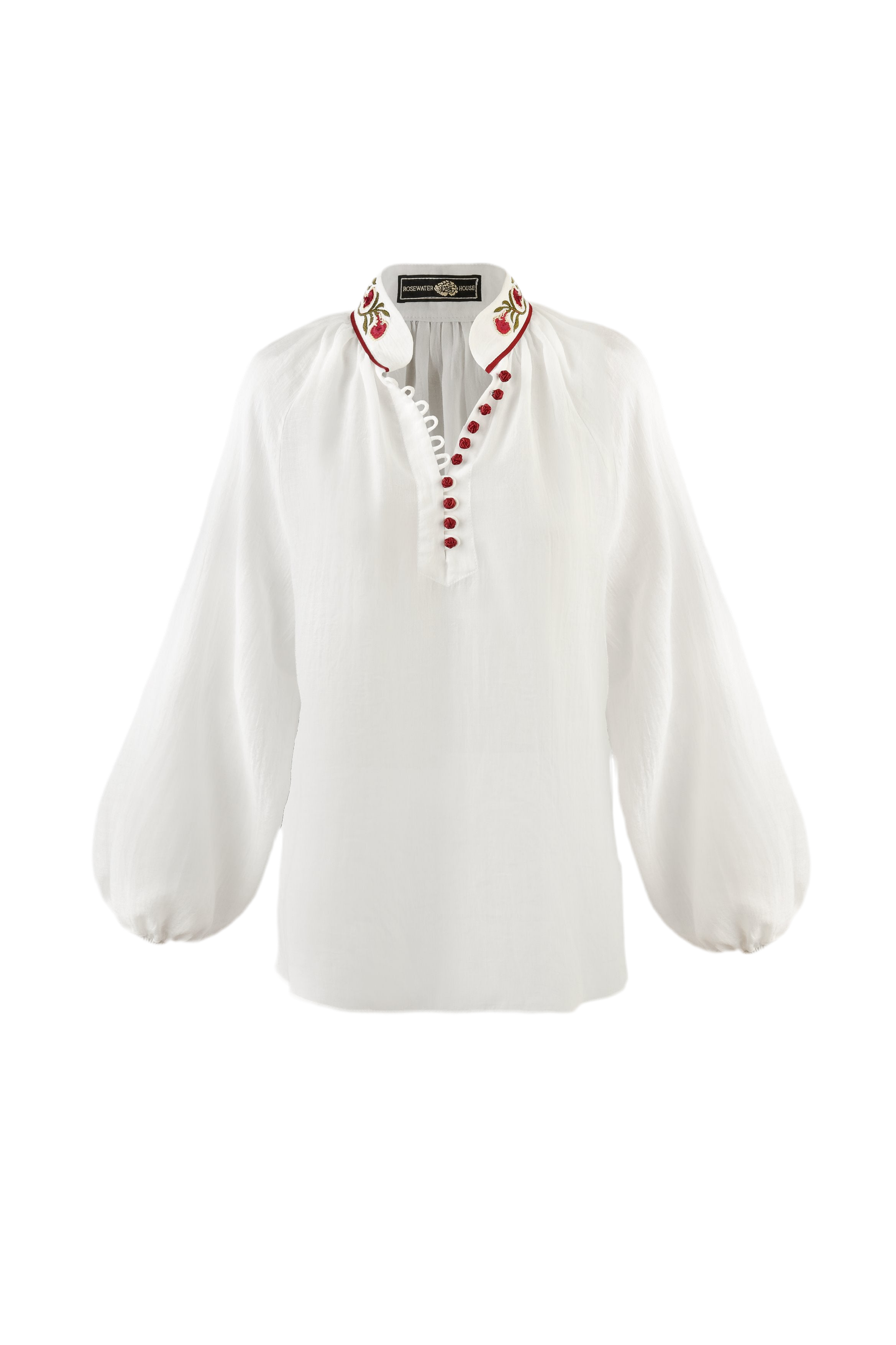 Golbarg Blouse - White & Red by Rosewater House