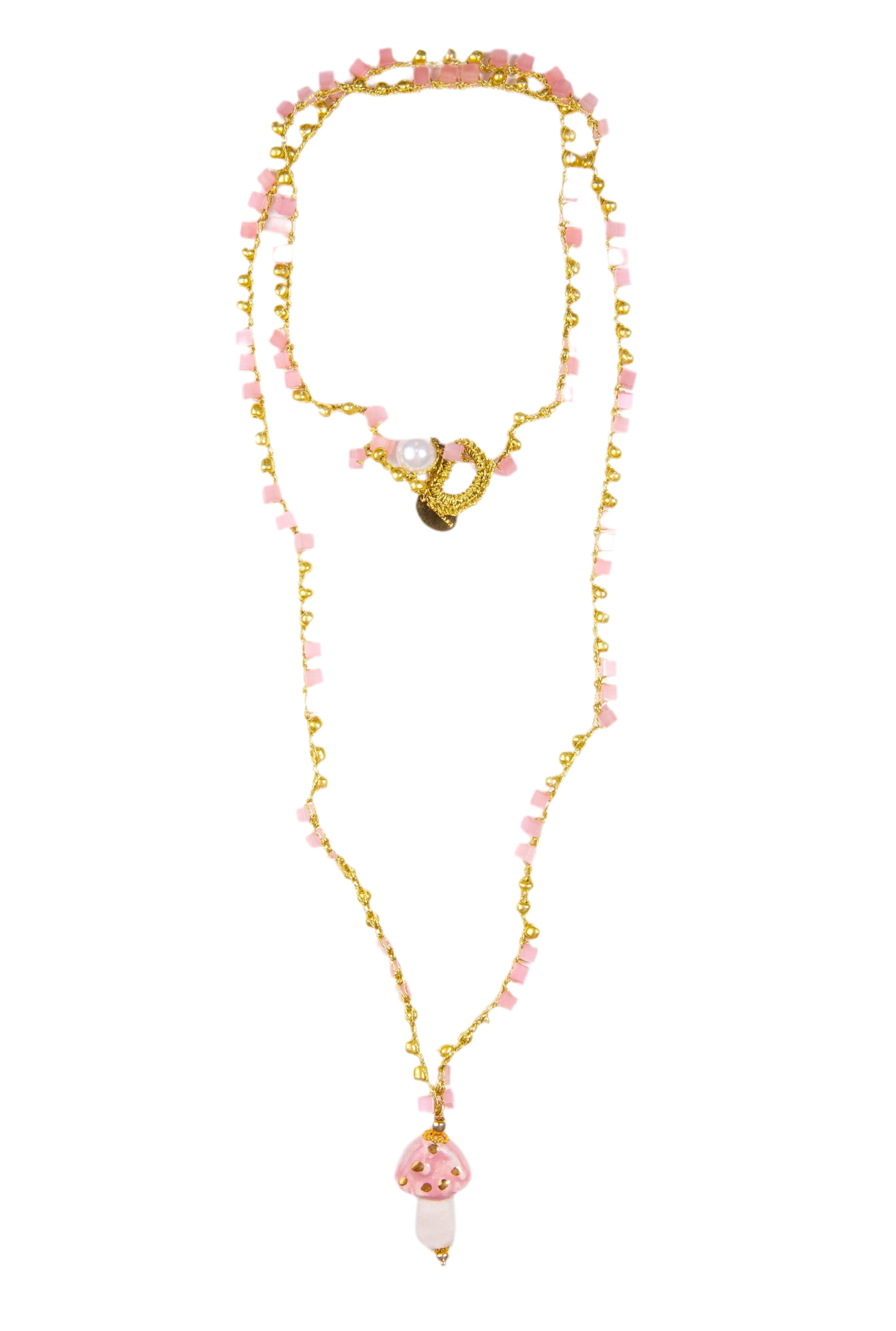 Funghi Rosa Long Ceramic Necklace by Cashfana