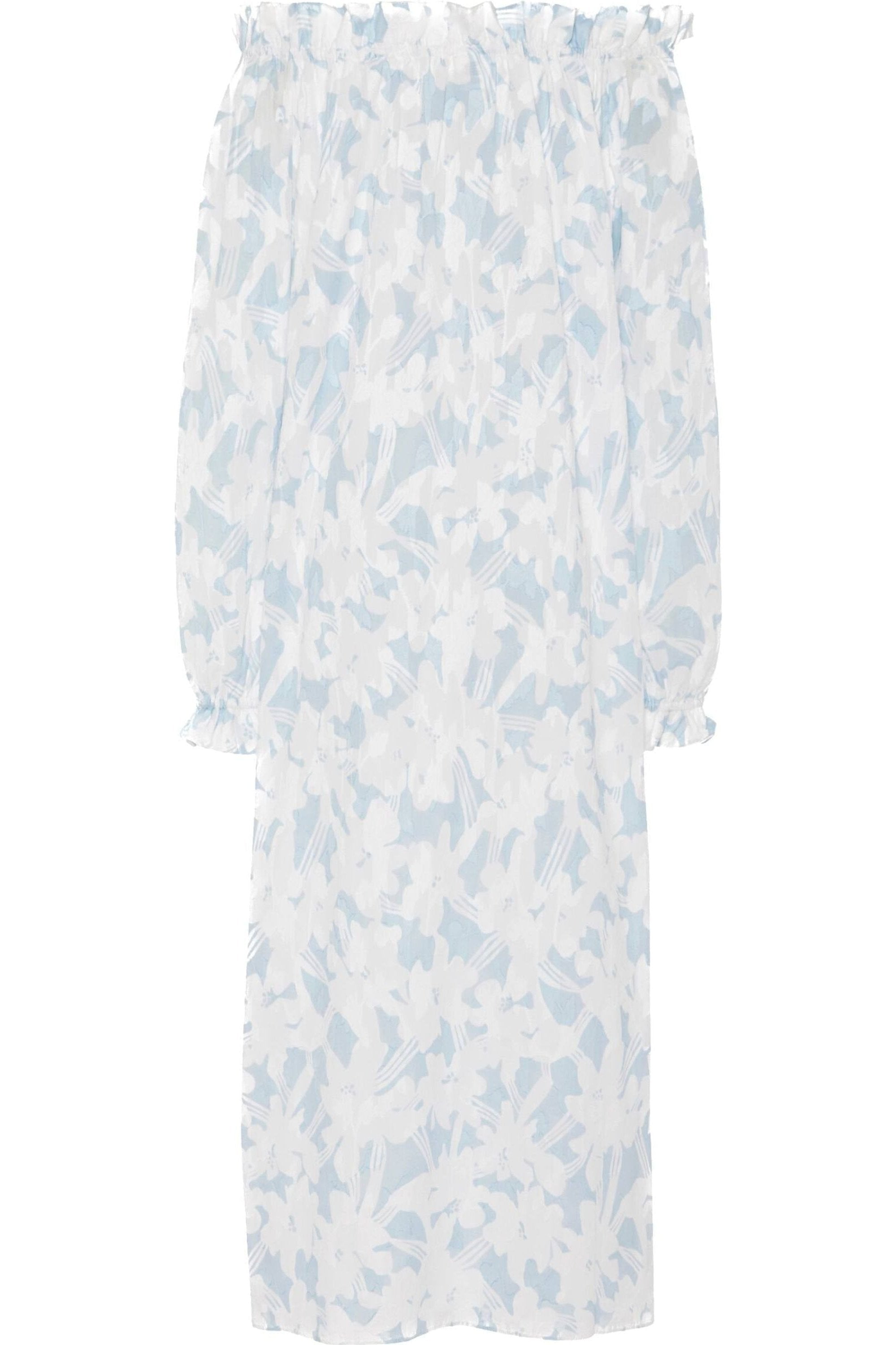 Women's Grace Dress in Pastel Blue & White Cotton Floral by Casey Marks