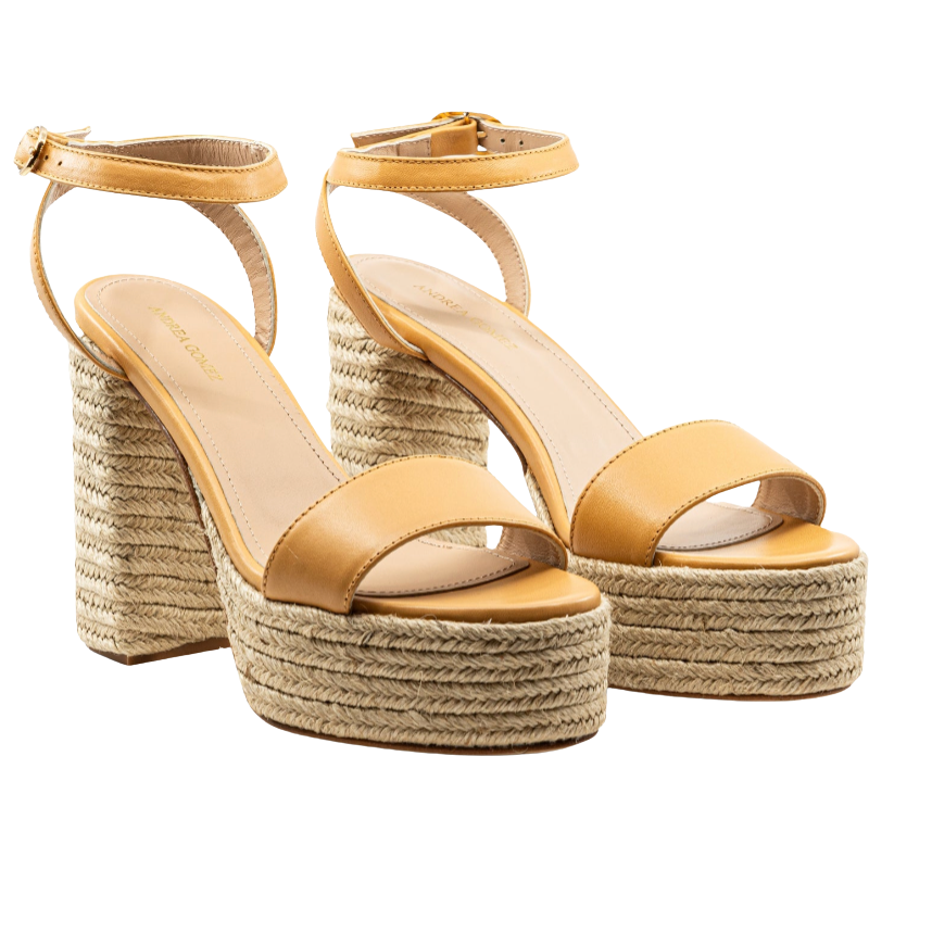 Becka Camel Leather Platform by Andrea Gomez