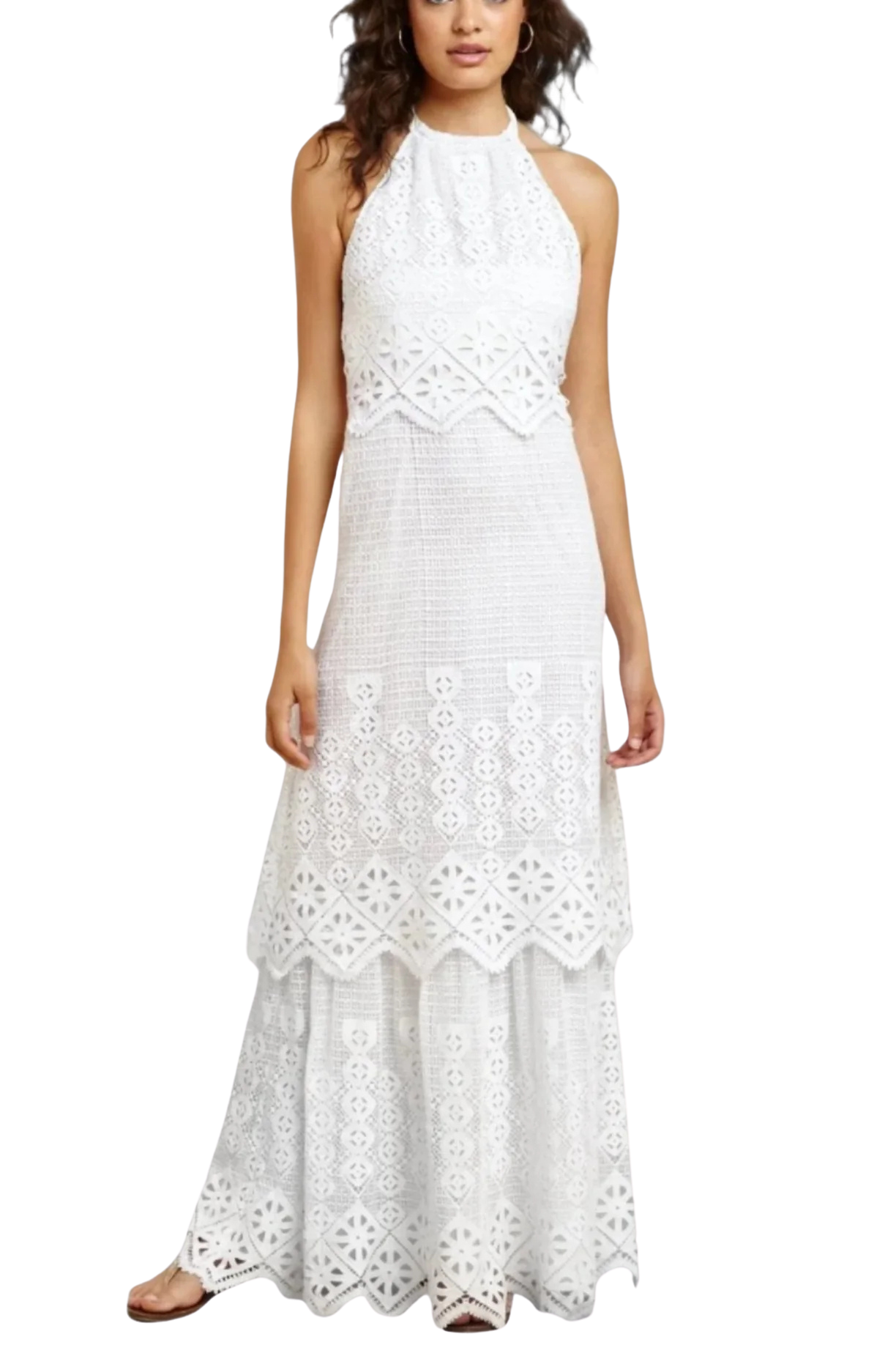 Edna Tiered Halter Dress by Miguelina